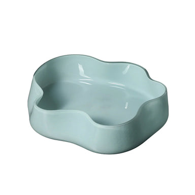 Showcasing Cadora Glass Petal Plate A - Blue FB-E25010A  by Calibre Furniturs
