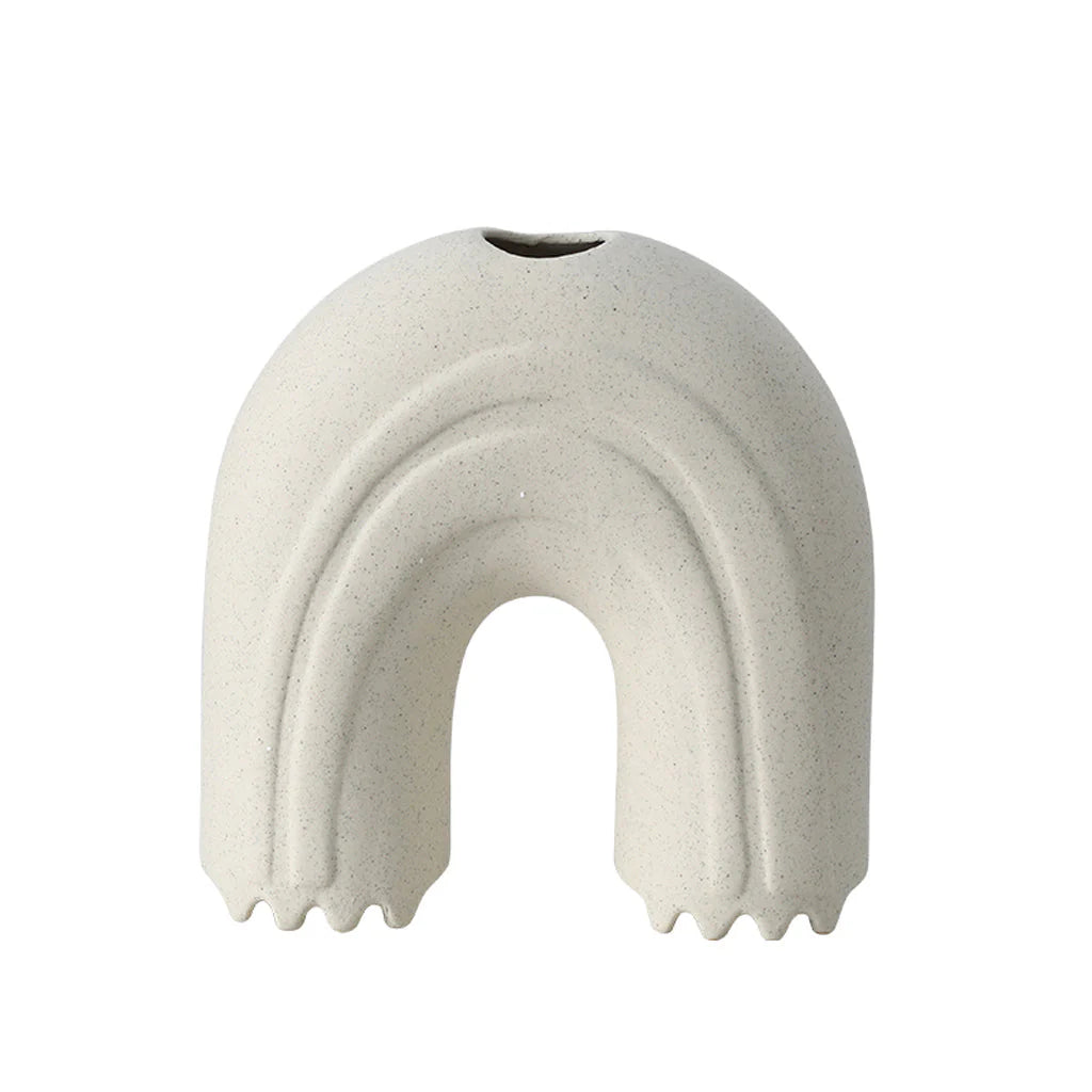 Showcasing Nelunilo Ceramic Curved Arch Ornament - White FD-D25011  by Calibre Furniturs
