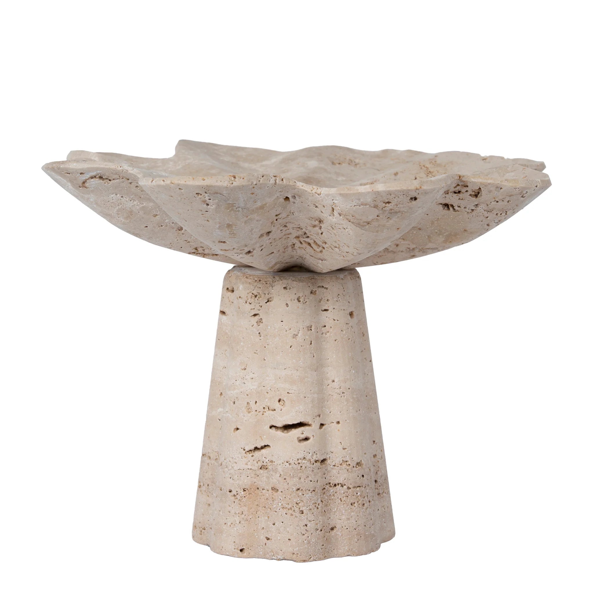 Showcasing Ditocora Petal Shaped Travertine Vase - Beige AC12652-KM Vase by Calibre Furniturs
