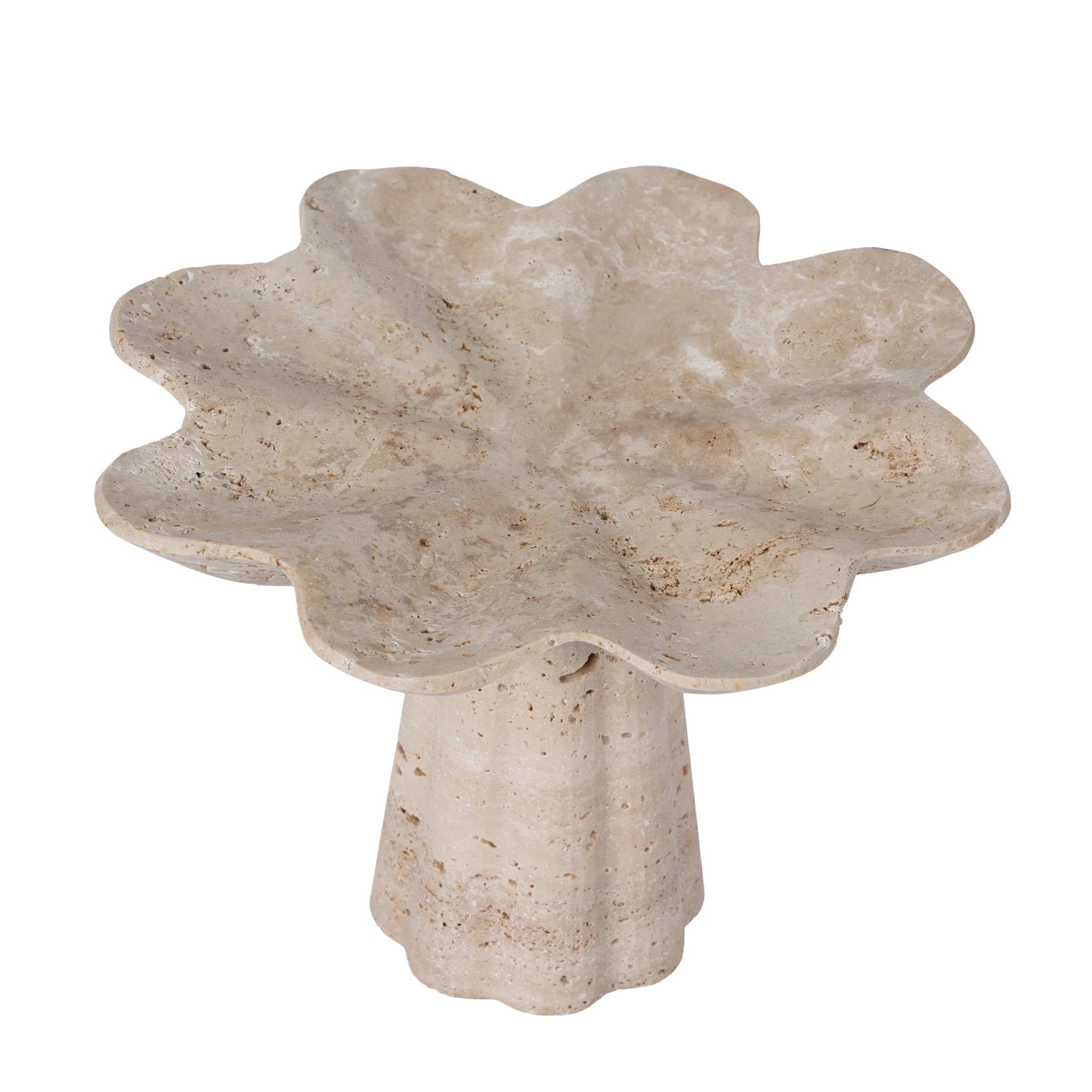Showcasing Ditocora Petal Shaped Travertine Vase - Beige AC12652-KM Vase by Calibre Furniturs