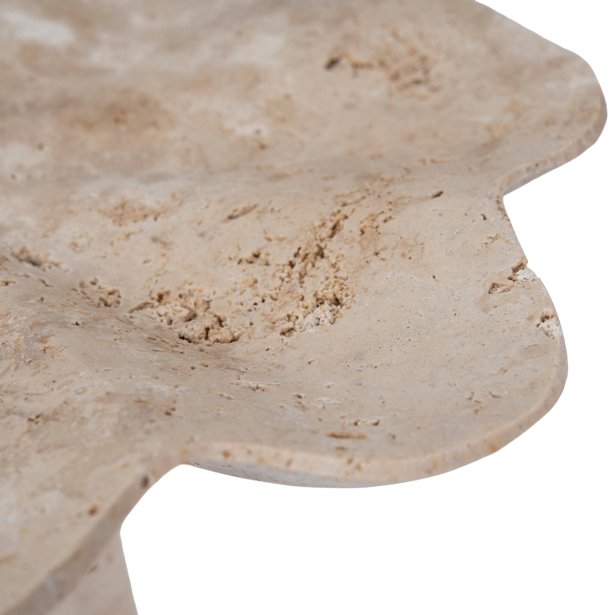 CAC12652-KM Petal Shaped Travertine Vase - Beige