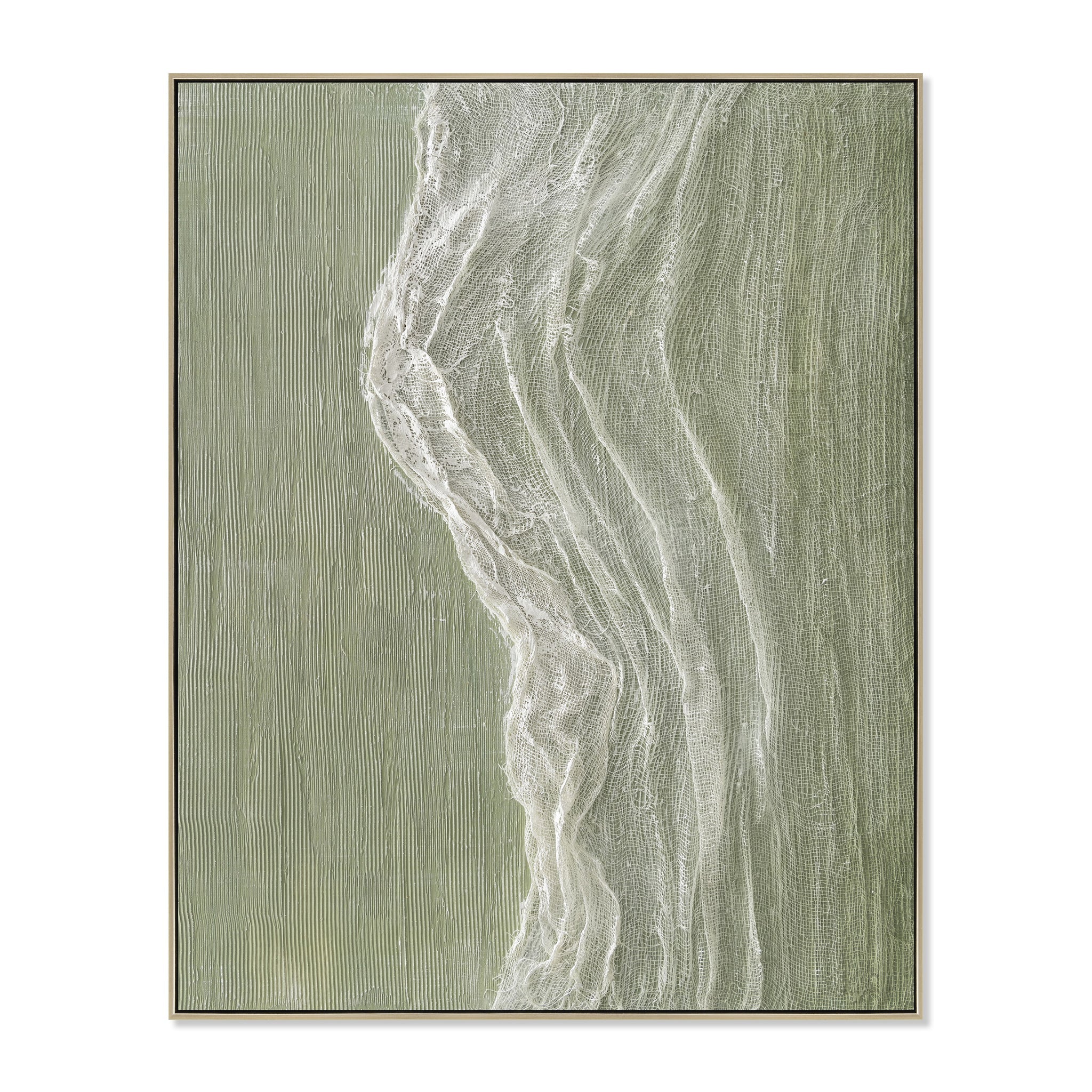 80 x 100cm Framed Canvas - Natural - Verdelle Wave