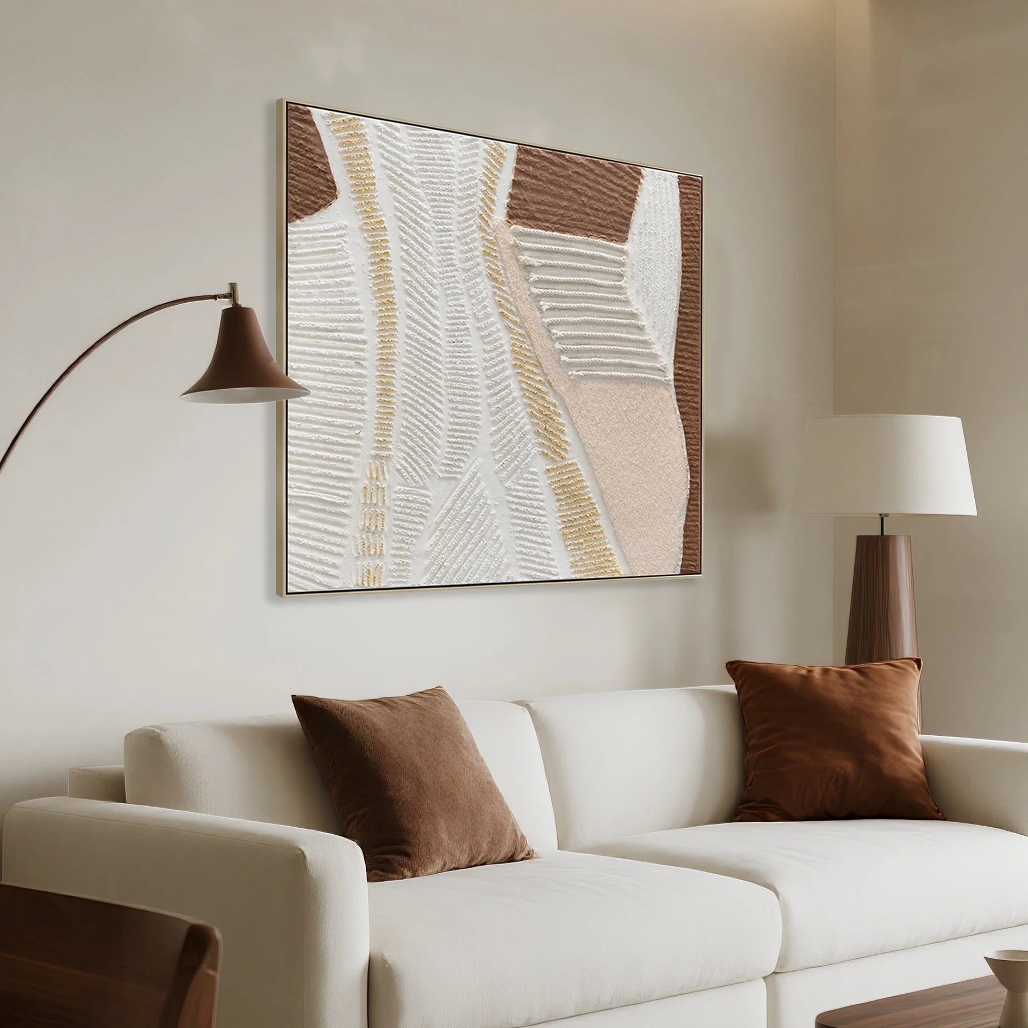 Showcasing Nopera 100 x 100cm Framed Canvas - Natural AR12199-CLO Artwork by Calibre Furniturs