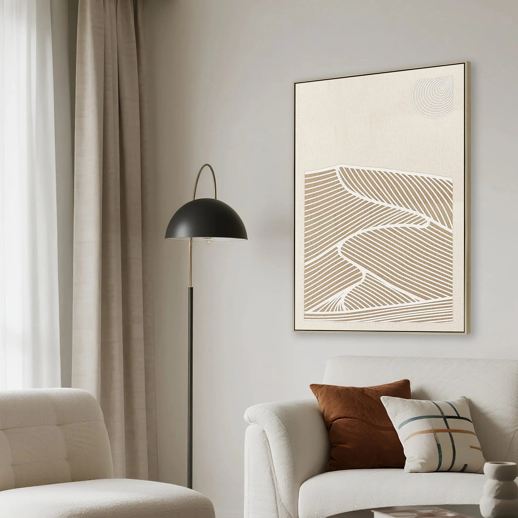 Showcasing Vamora 80 x 120cm Framed Canvas - Natural AR12202-CLO Artwork by Calibre Furniturs