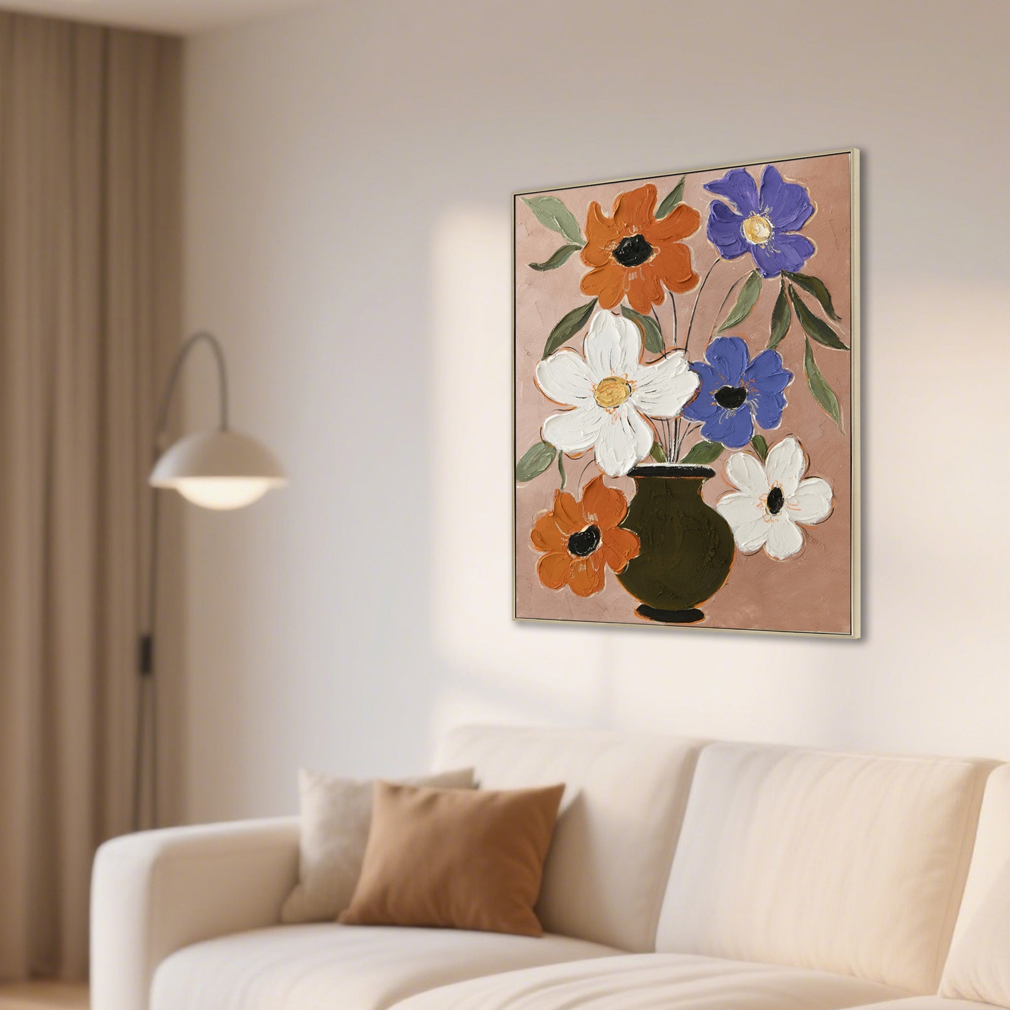 80 x 100cm Framed Canvas - Natural - Botaniq Charm