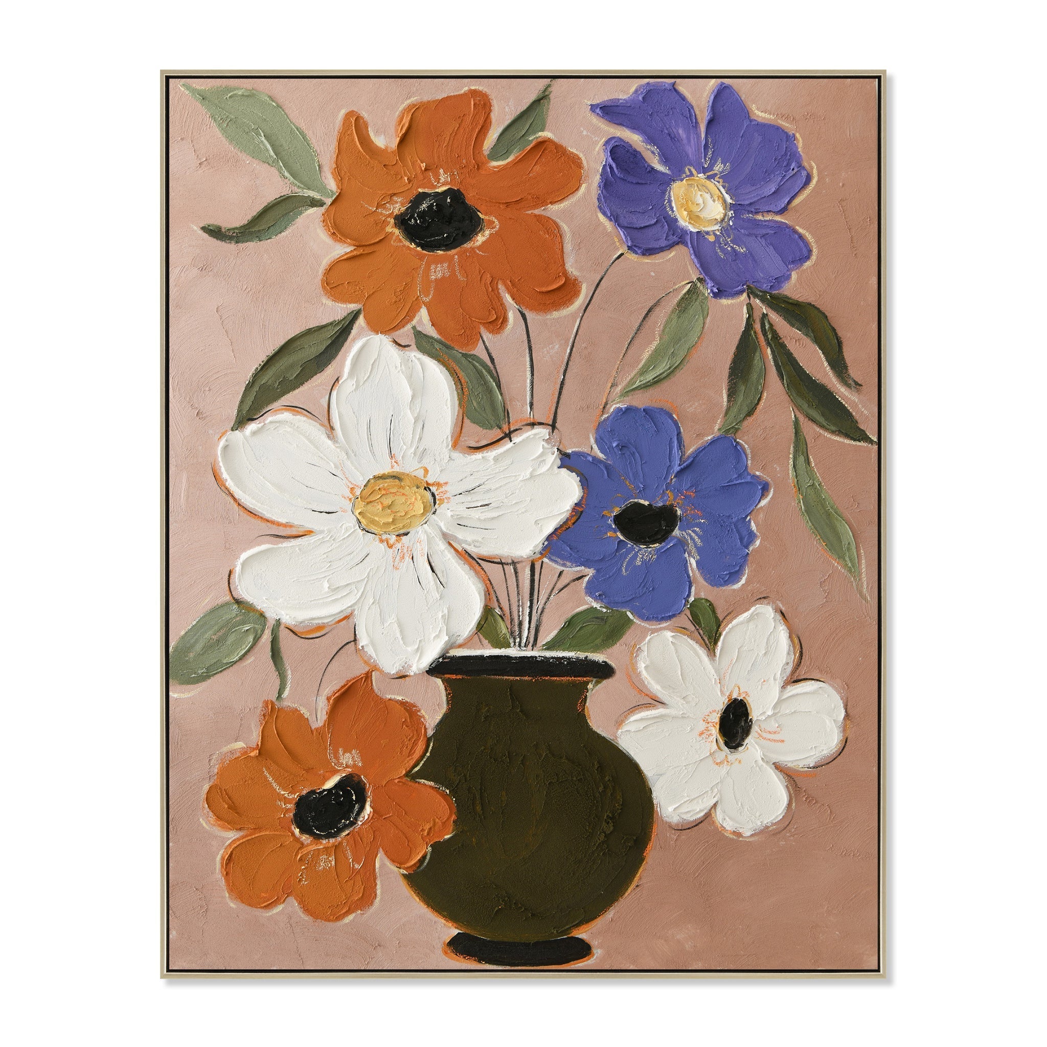 80 x 100cm Framed Canvas - Natural - Botaniq Charm