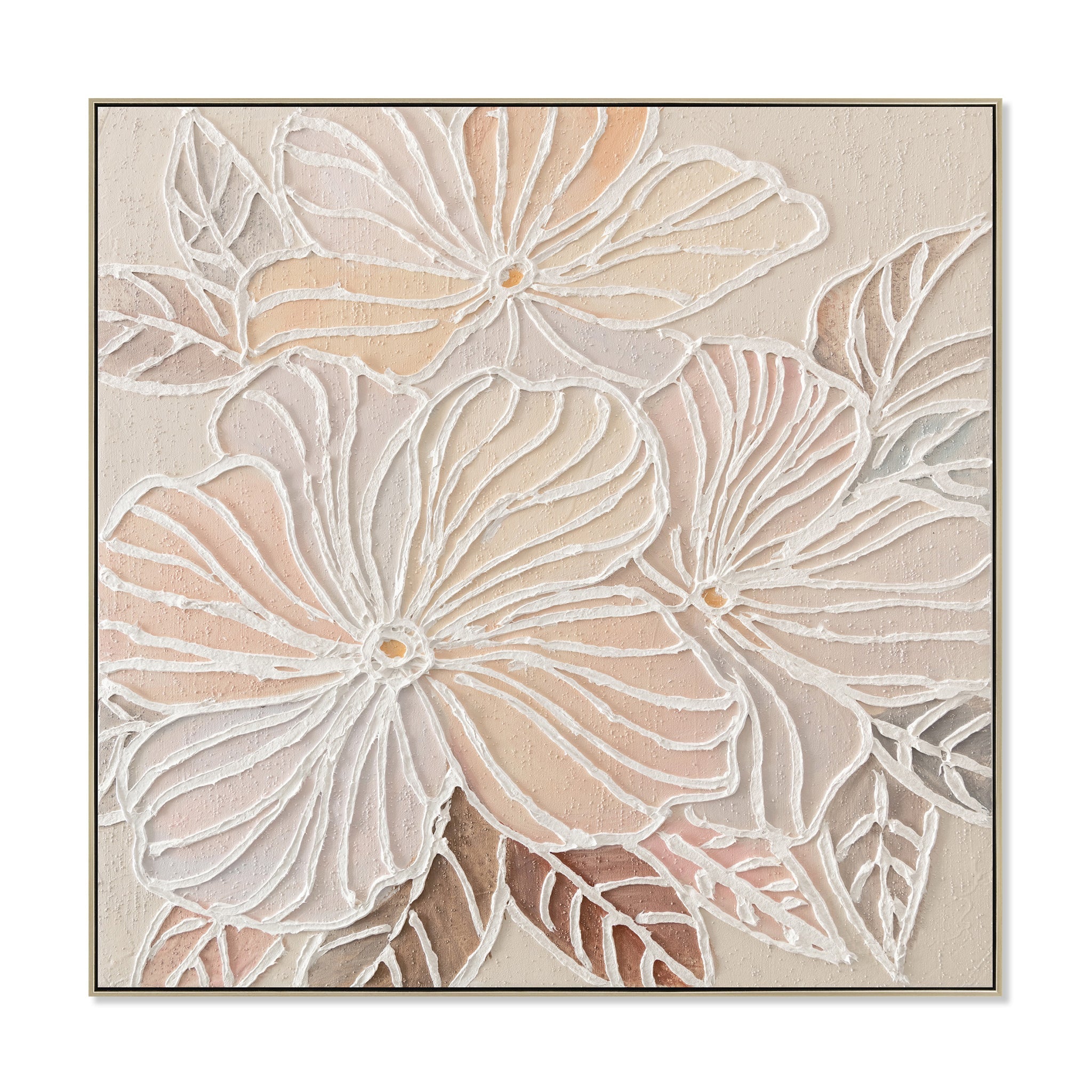 80 x 80cm Framed Canvas - Natural - Amora Bloom