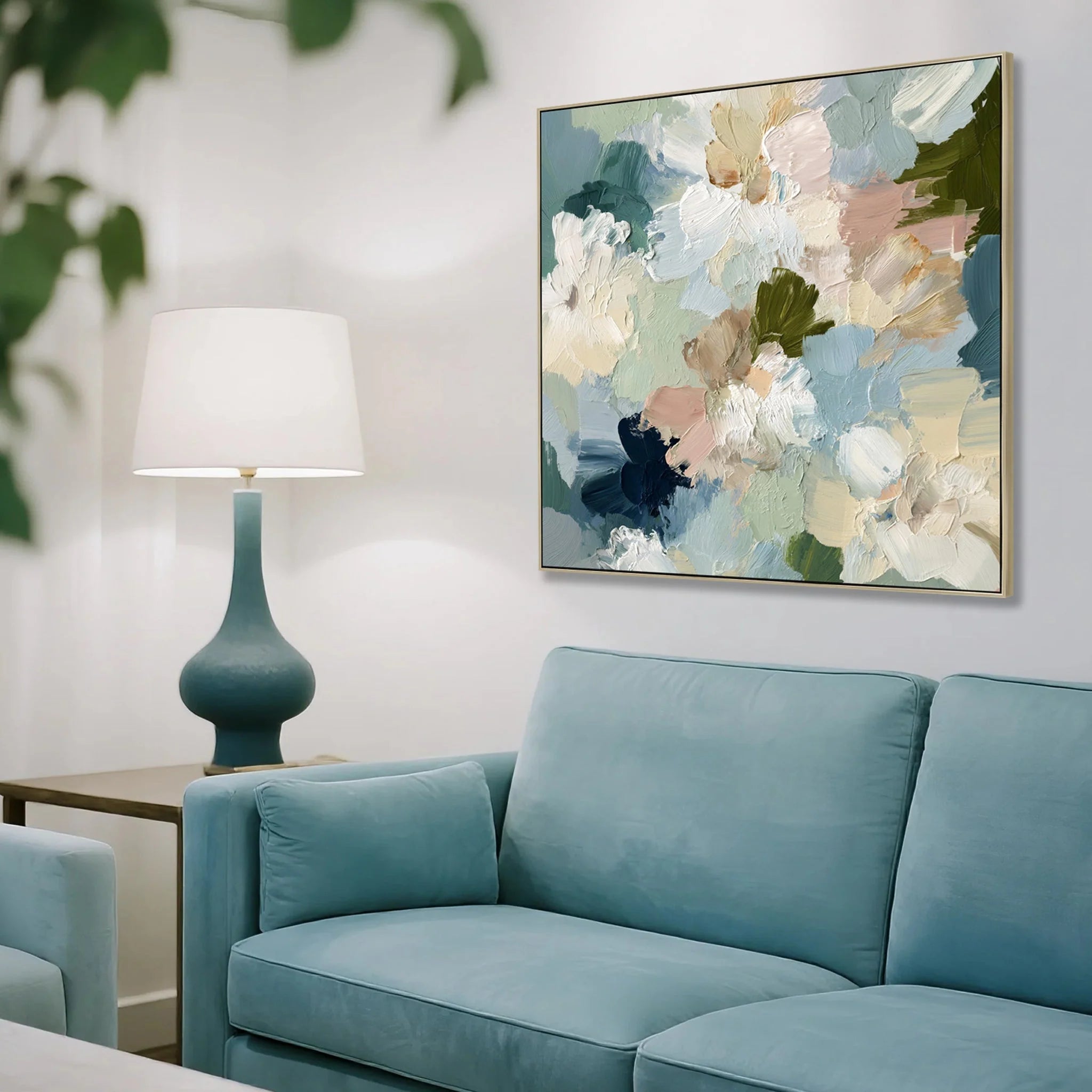 Showcasing Mipanara 100 x 100cm Framed Canvas - Natural AR12221-CLO Artwork by Calibre Furniturs