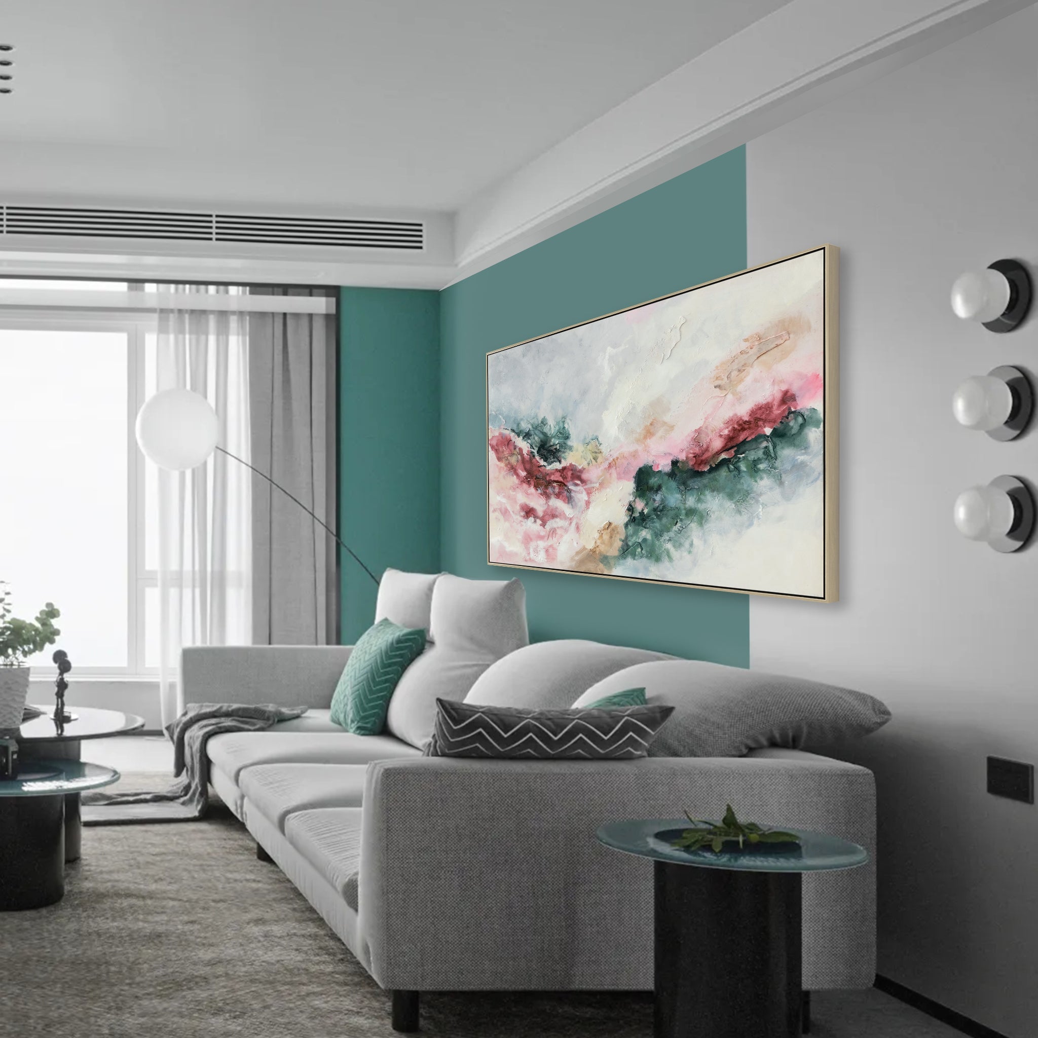 120 x 80cm Framed Canvas - Natural - Aurora Rosa