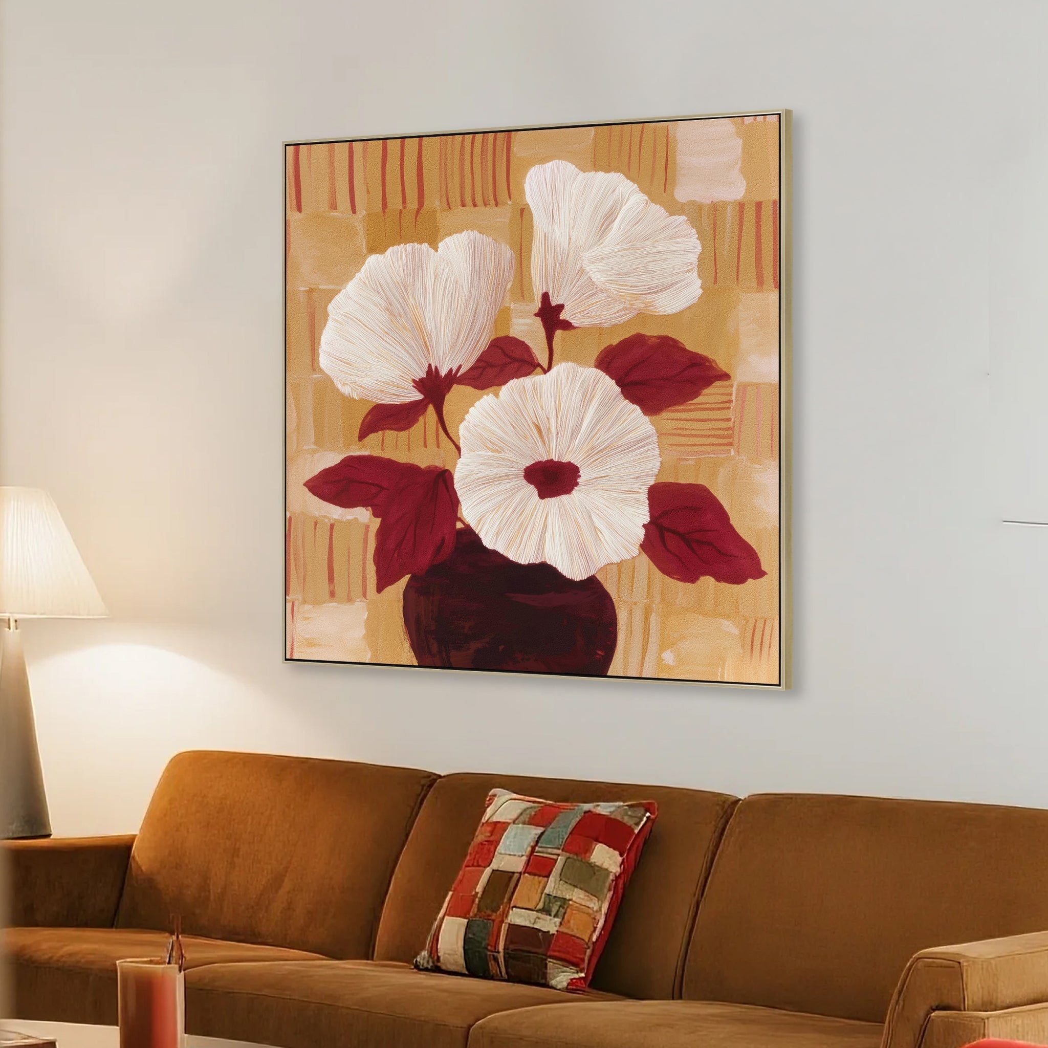 80 x 80cm Framed Canvas - Natural - Eternal Bloom