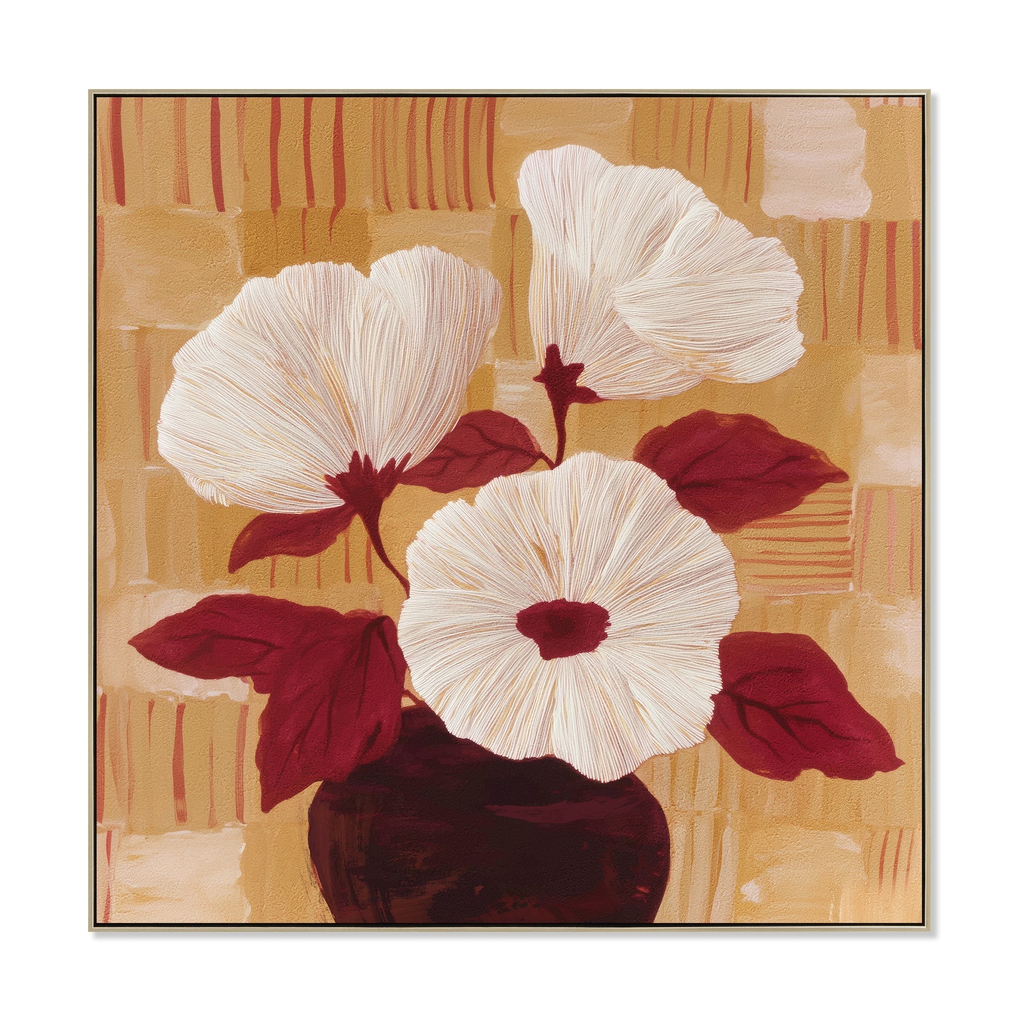 80 x 80cm Framed Canvas - Natural - Eternal Bloom