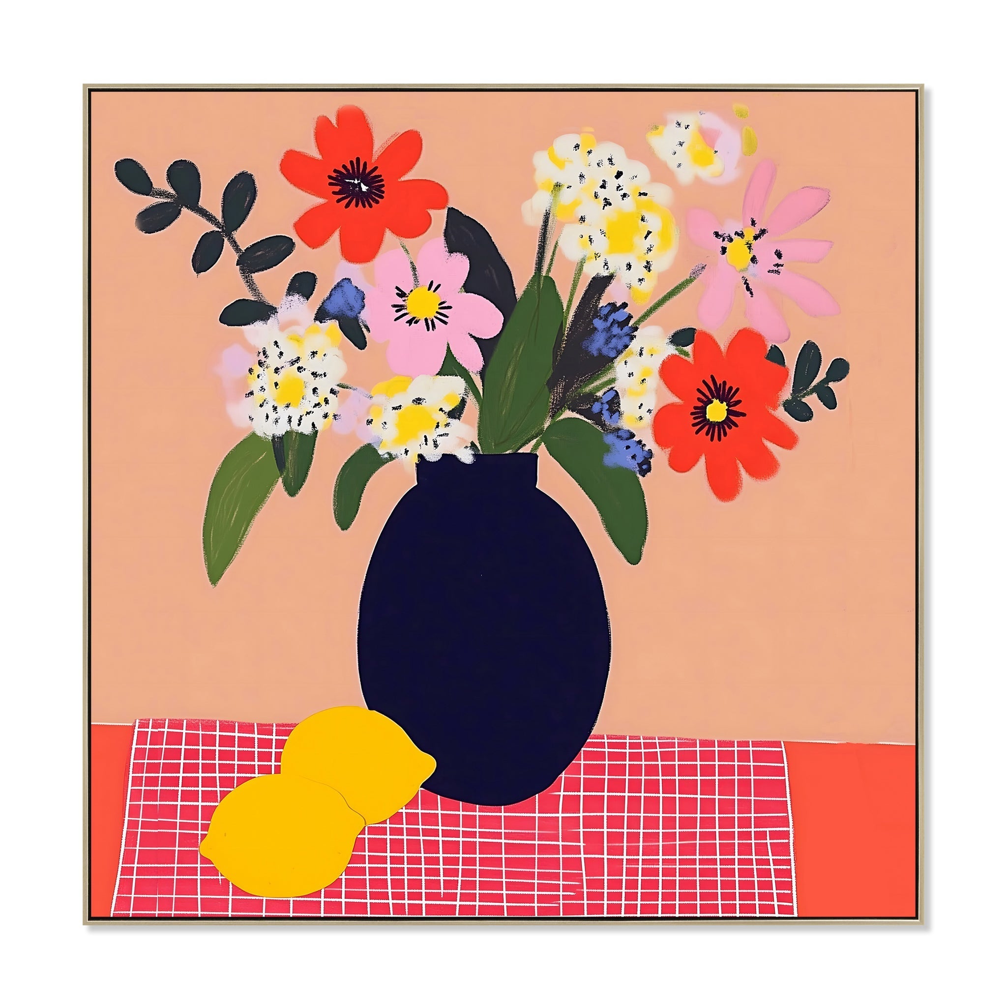 60 x 60cm Framed Canvas - Natural - Vivid Botanica