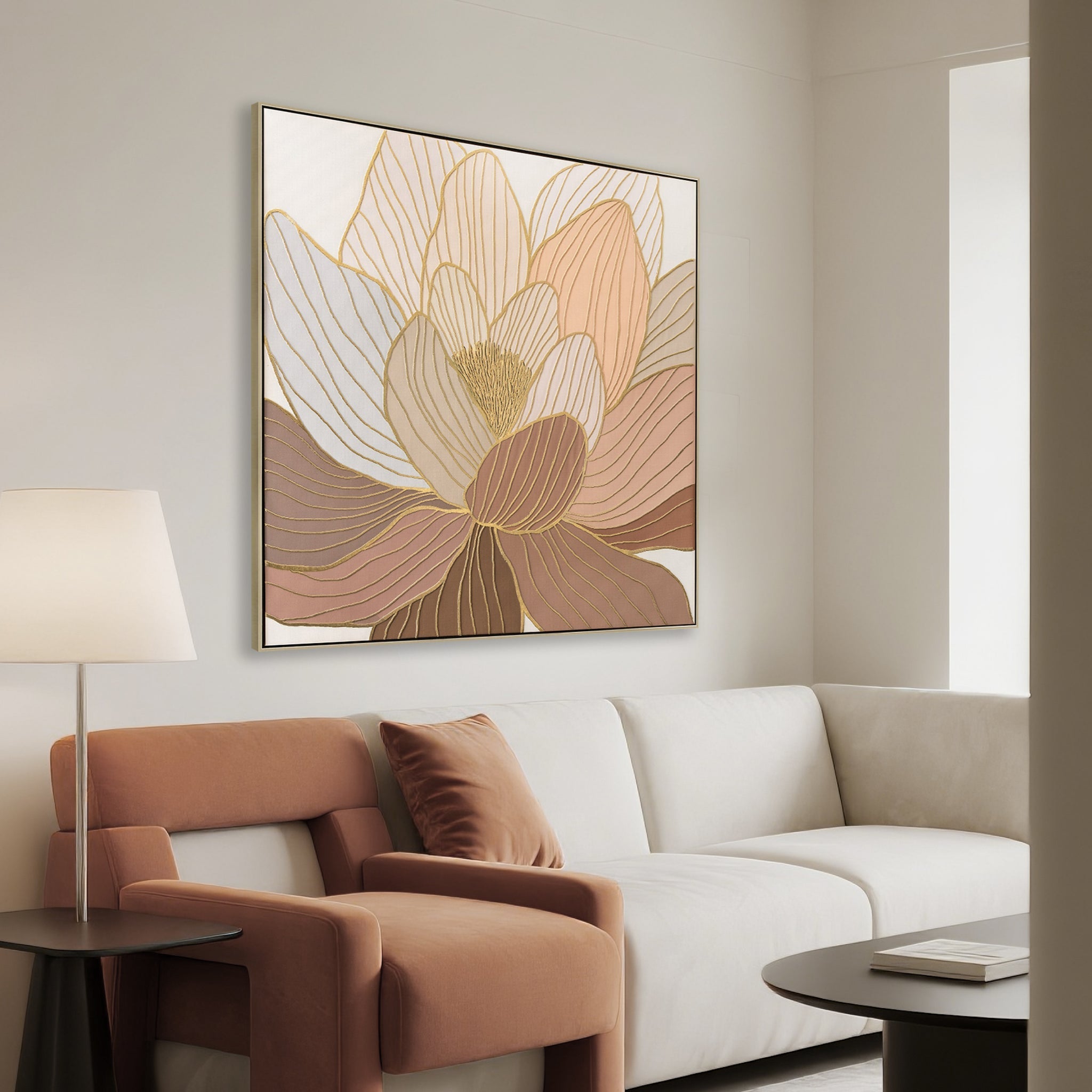 80 x 80cm Framed Canvas - Natural - image 3