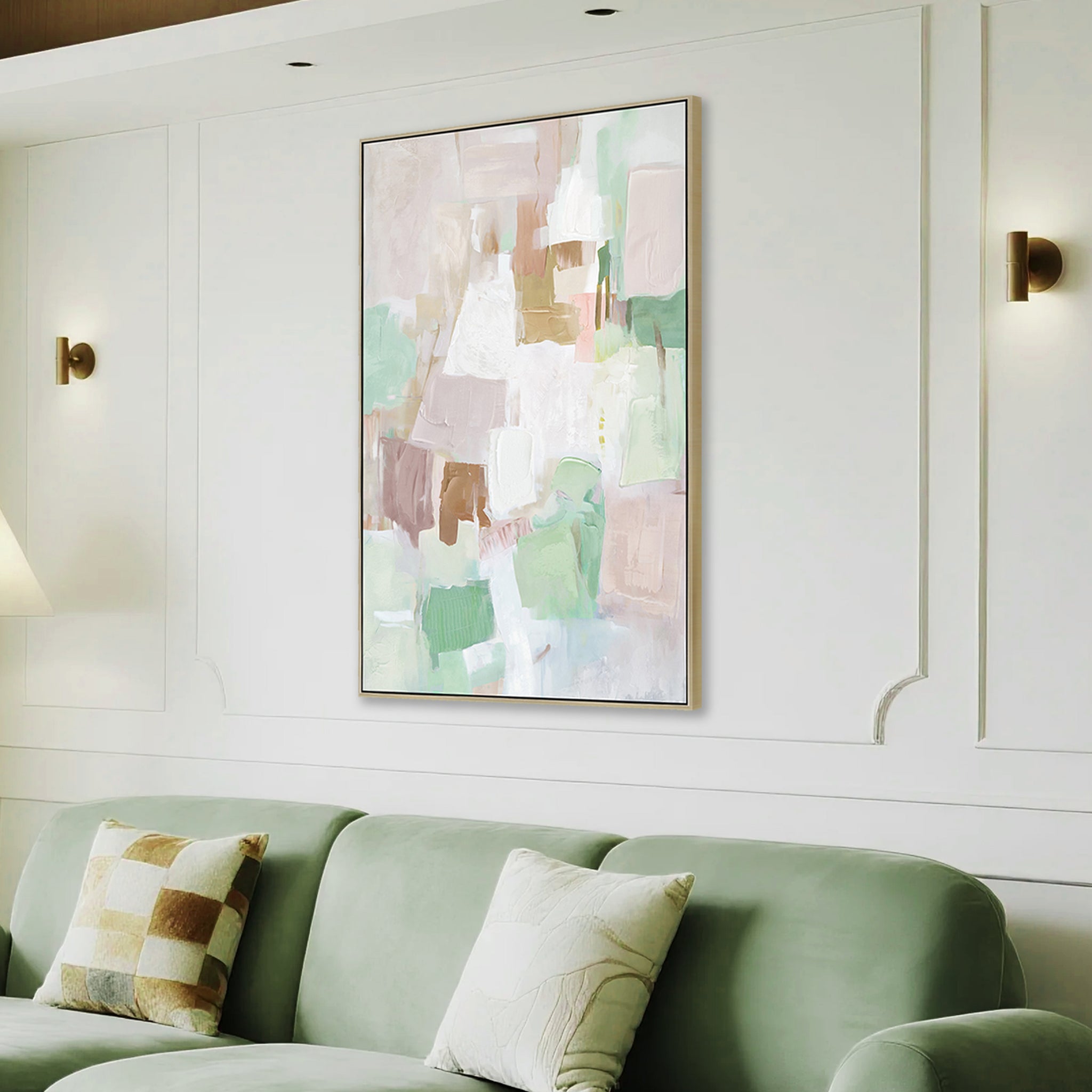 80 x 120cm Framed Canvas - Natural - Serenity Layers