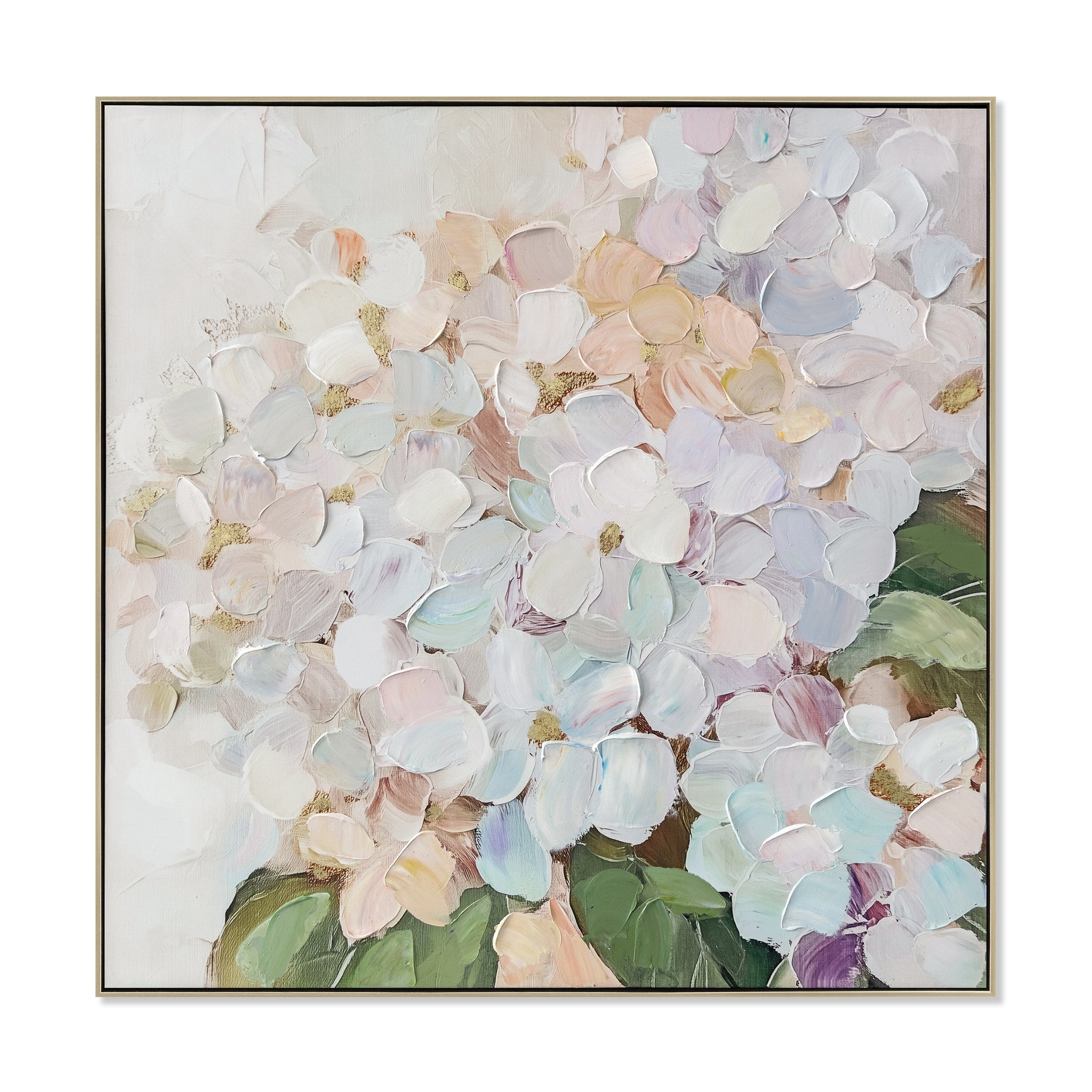 80 x 80cm Framed Canvas - Natural - Petal Whisper