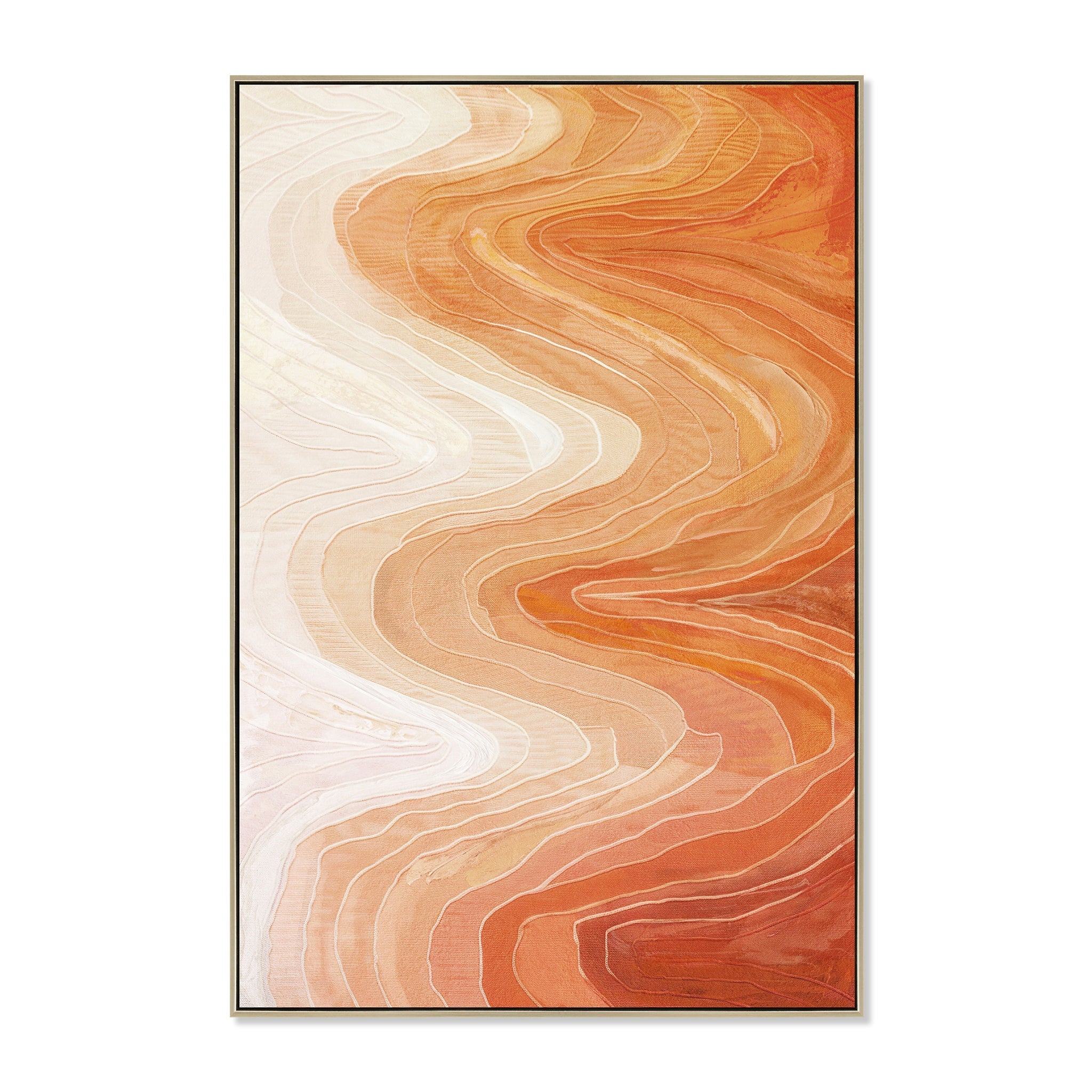 100 x 150cm Framed Canvas - Natural - Cinnabar Waves