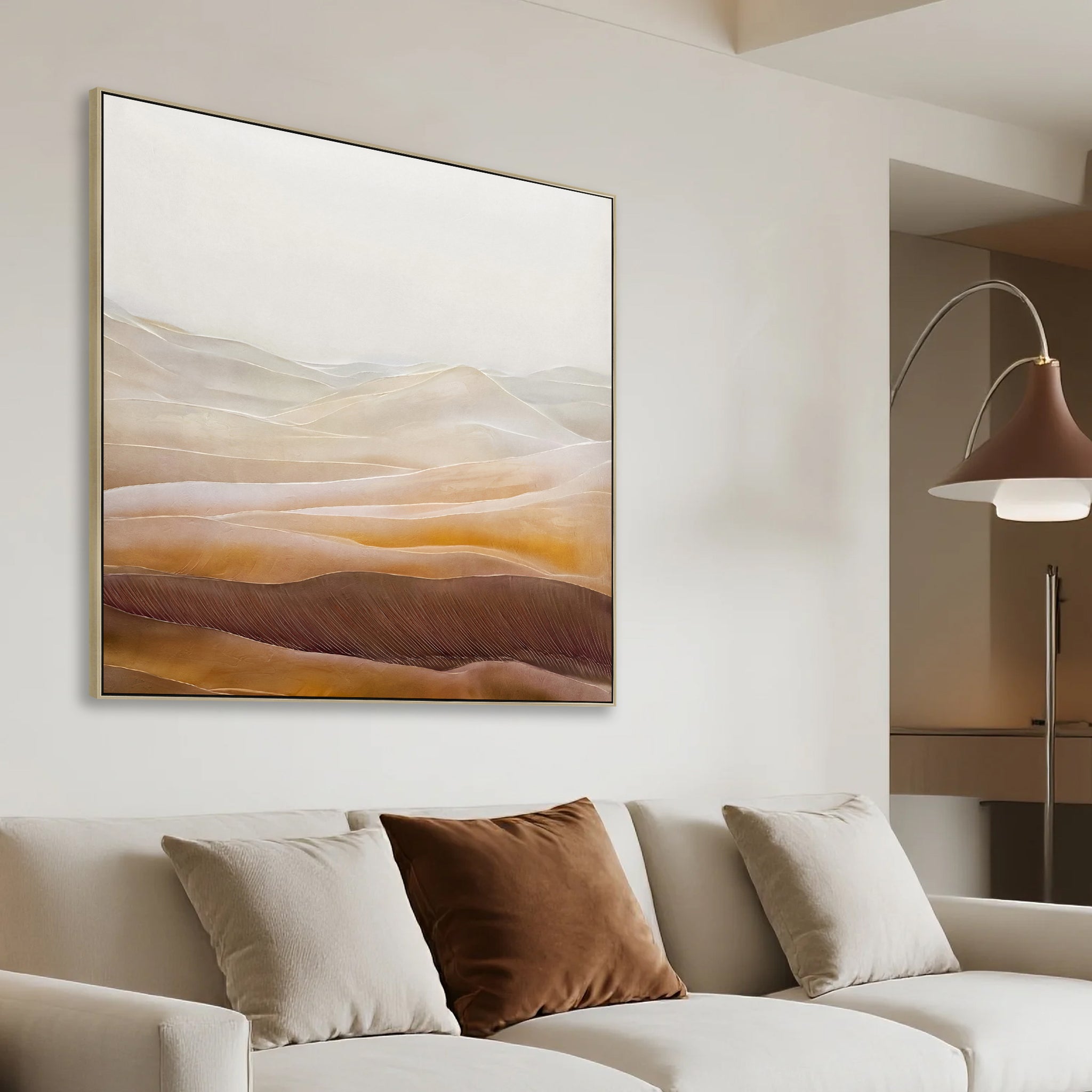 100 x 100cm Framed Canvas - Natural