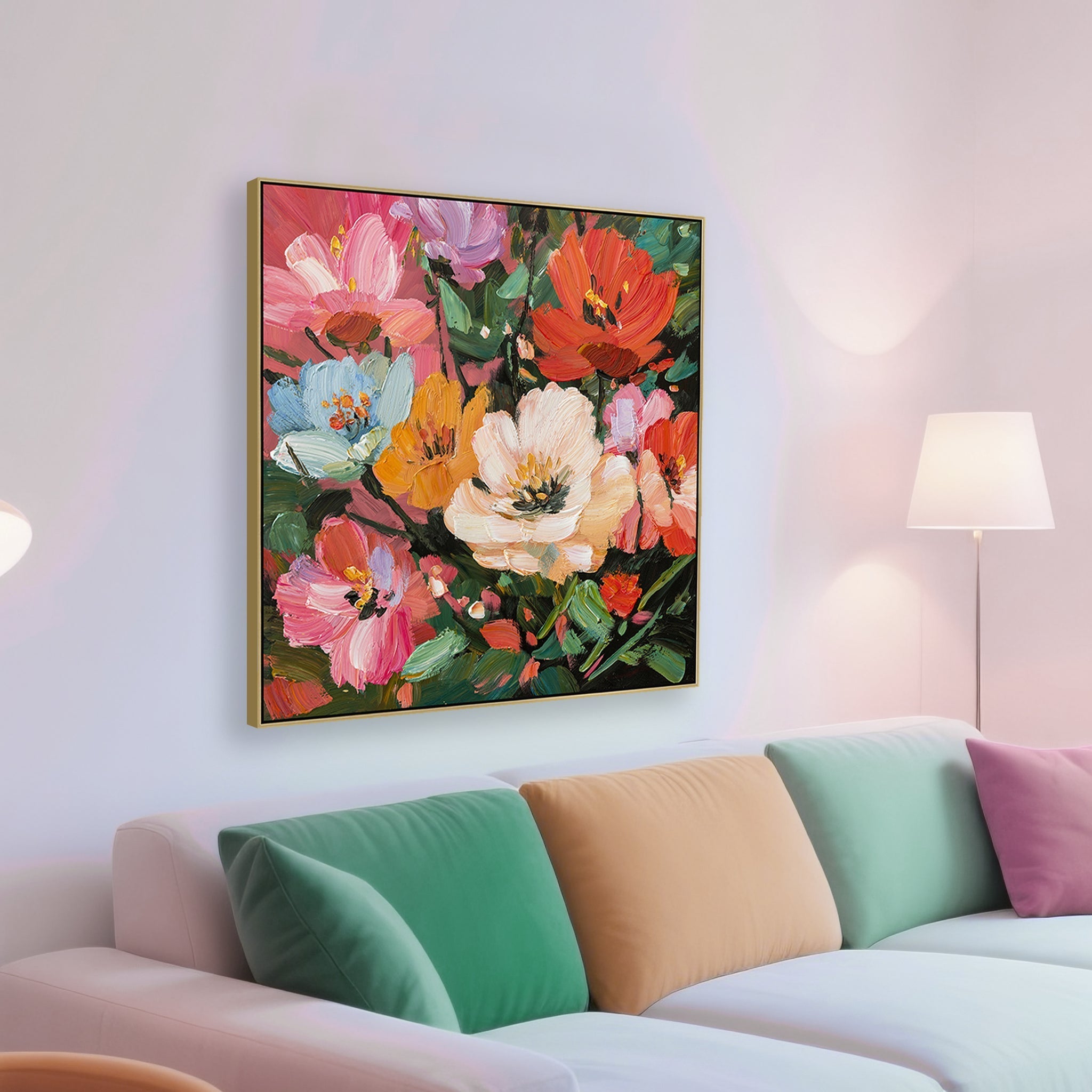 CAR12304-CLO 80 x 80cm Framed Canvas - Light Natural