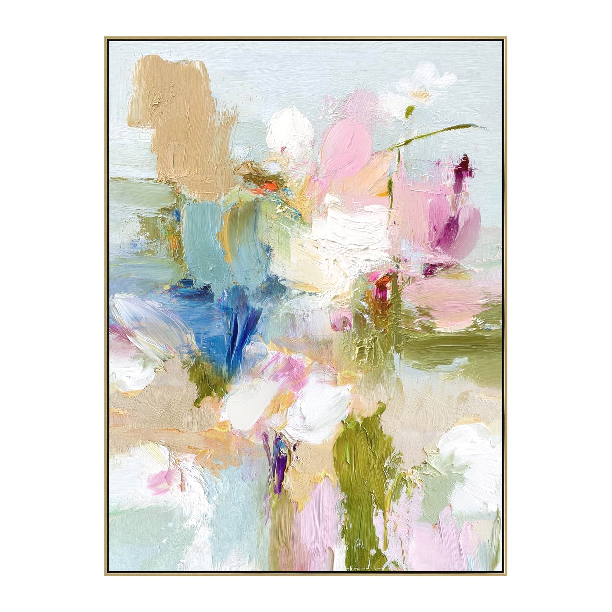 90 x 120cm Framed Canvas - Light Natural