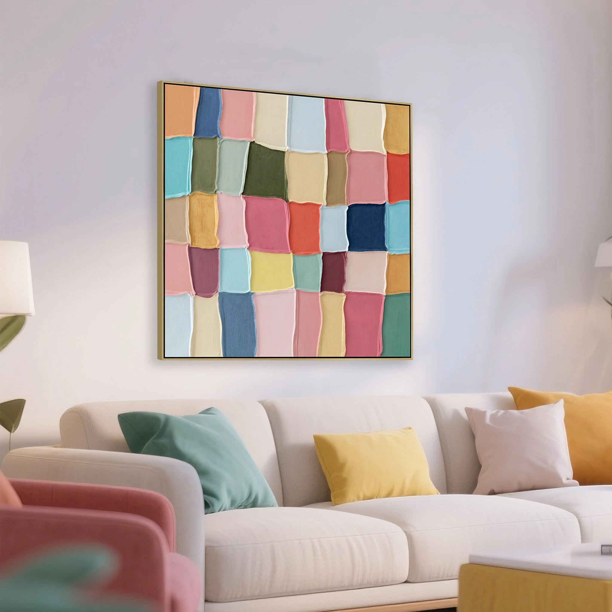 Showcasing Rilunara 100 x 100cm Framed Canvas - Light Natural AR12308-CLO Artwork by Calibre Furniturs