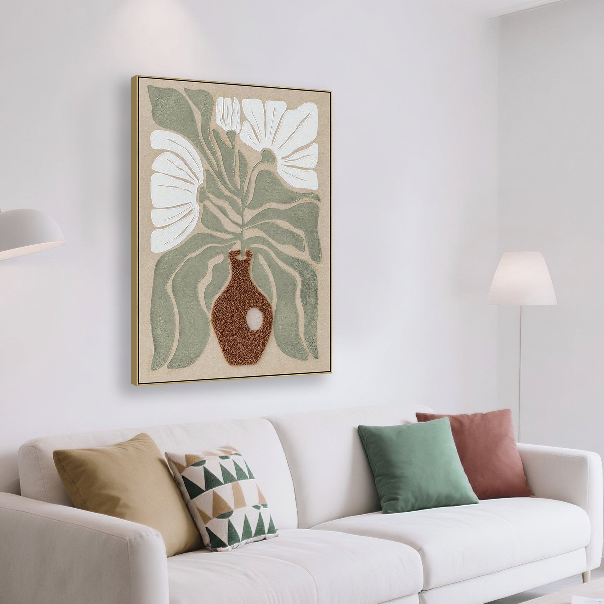 60 x 90cm Framed Canvas - Light Natural - image 4