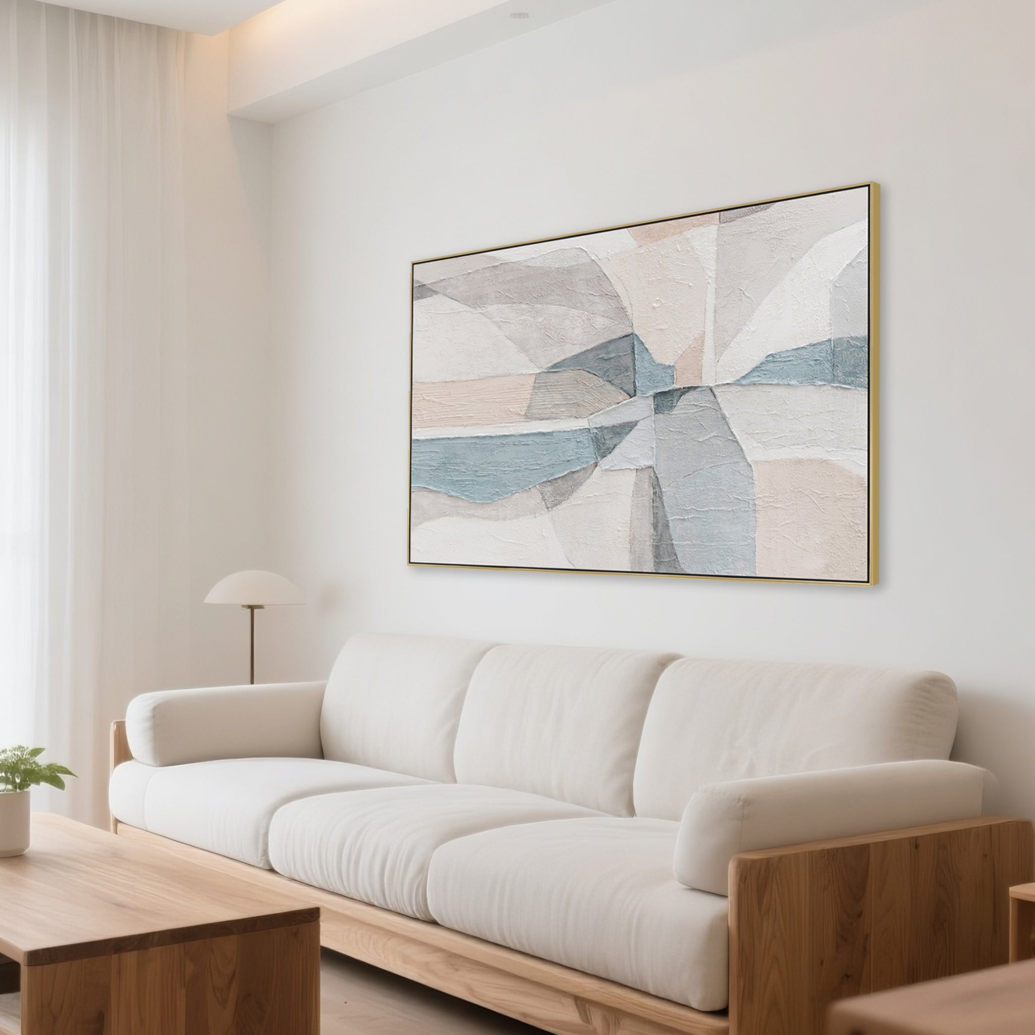 120 x 80cm Framed Canvas - Light Natural
