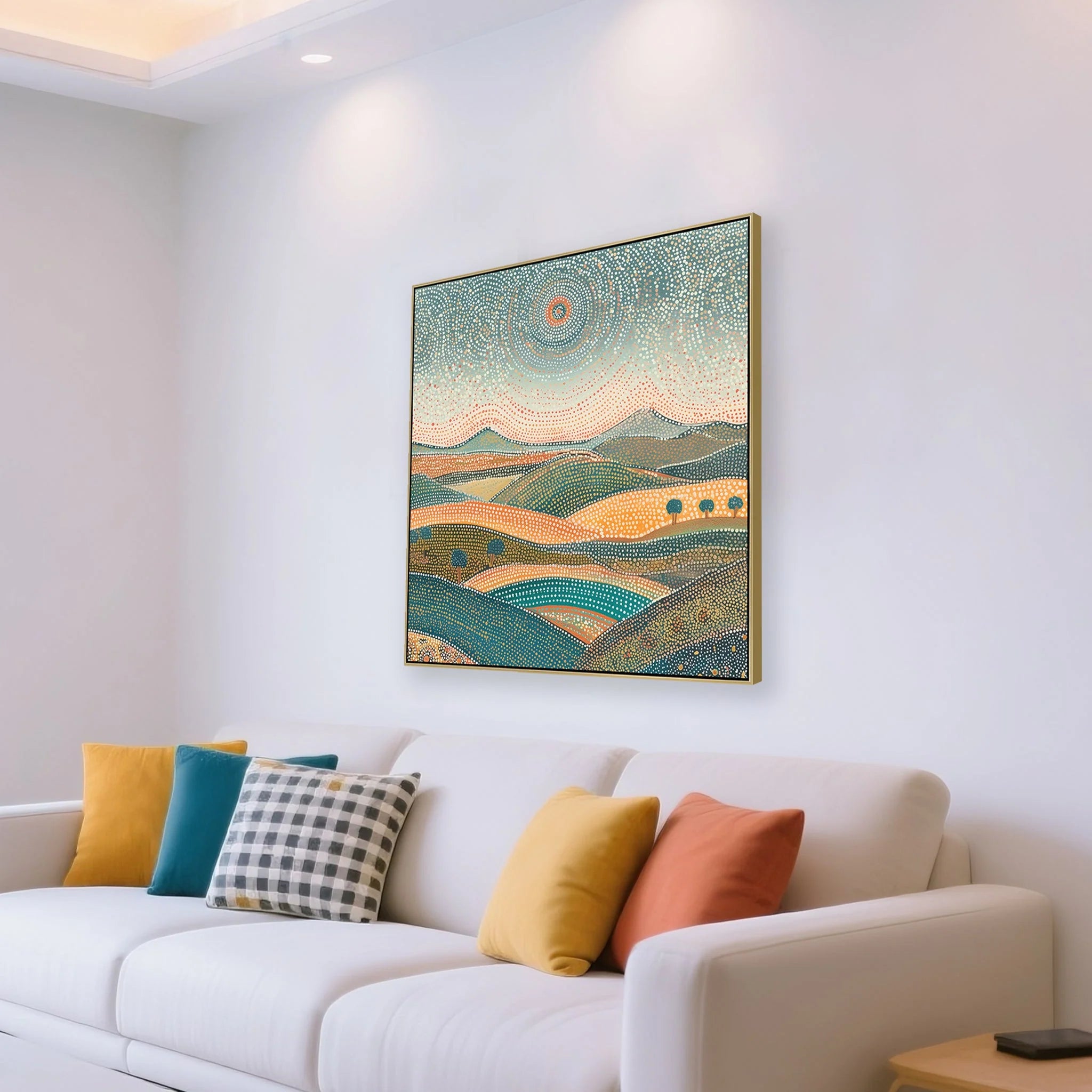 Showcasing Bitamila 80 x 80cm Framed Canvas - Light Natural AR12311-CLO Artwork by Calibre Furniturs