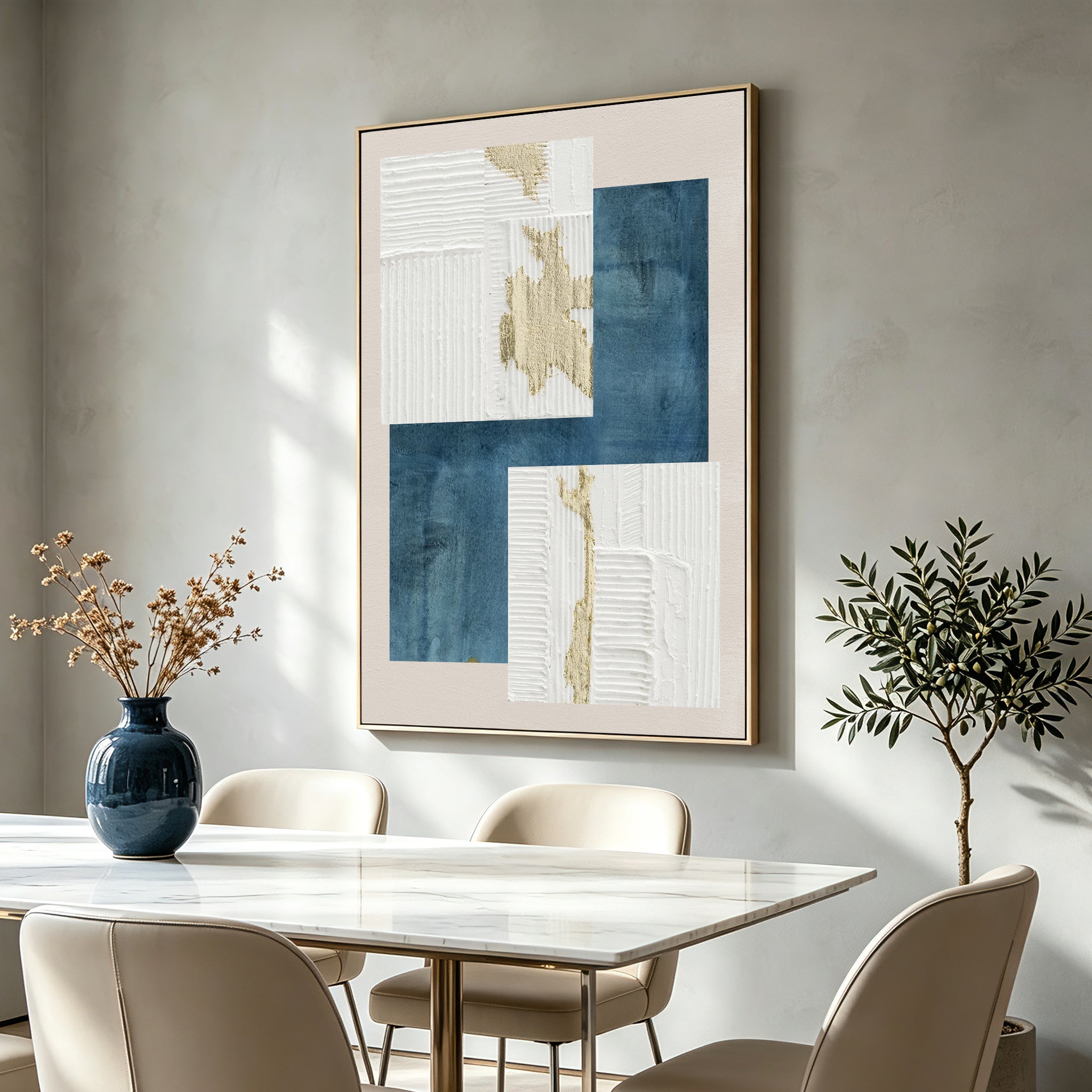 90 x 120cm Framed Canvas - Natural