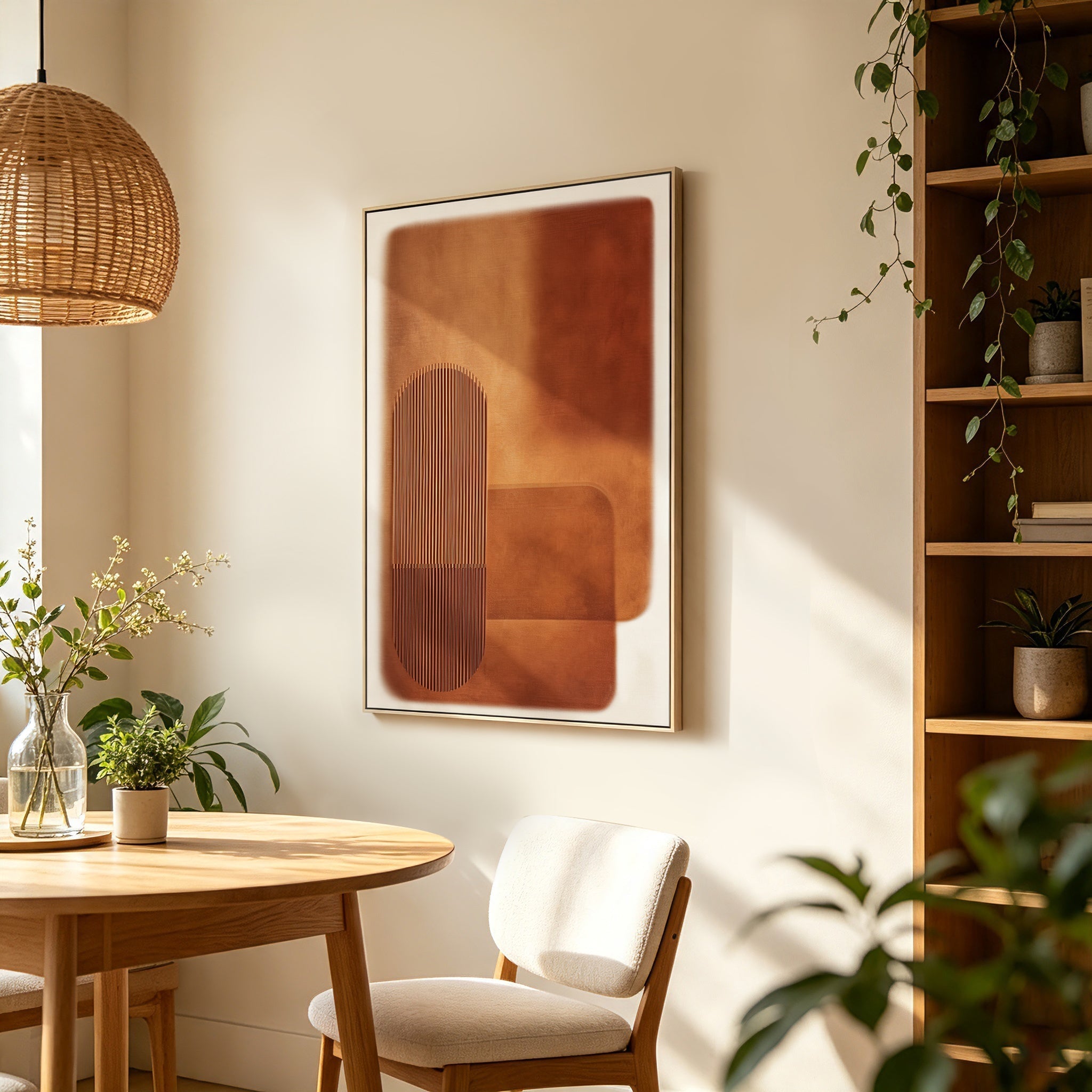 Style A 60 x 90cm Framed Canvas - Natural - Geometry Range