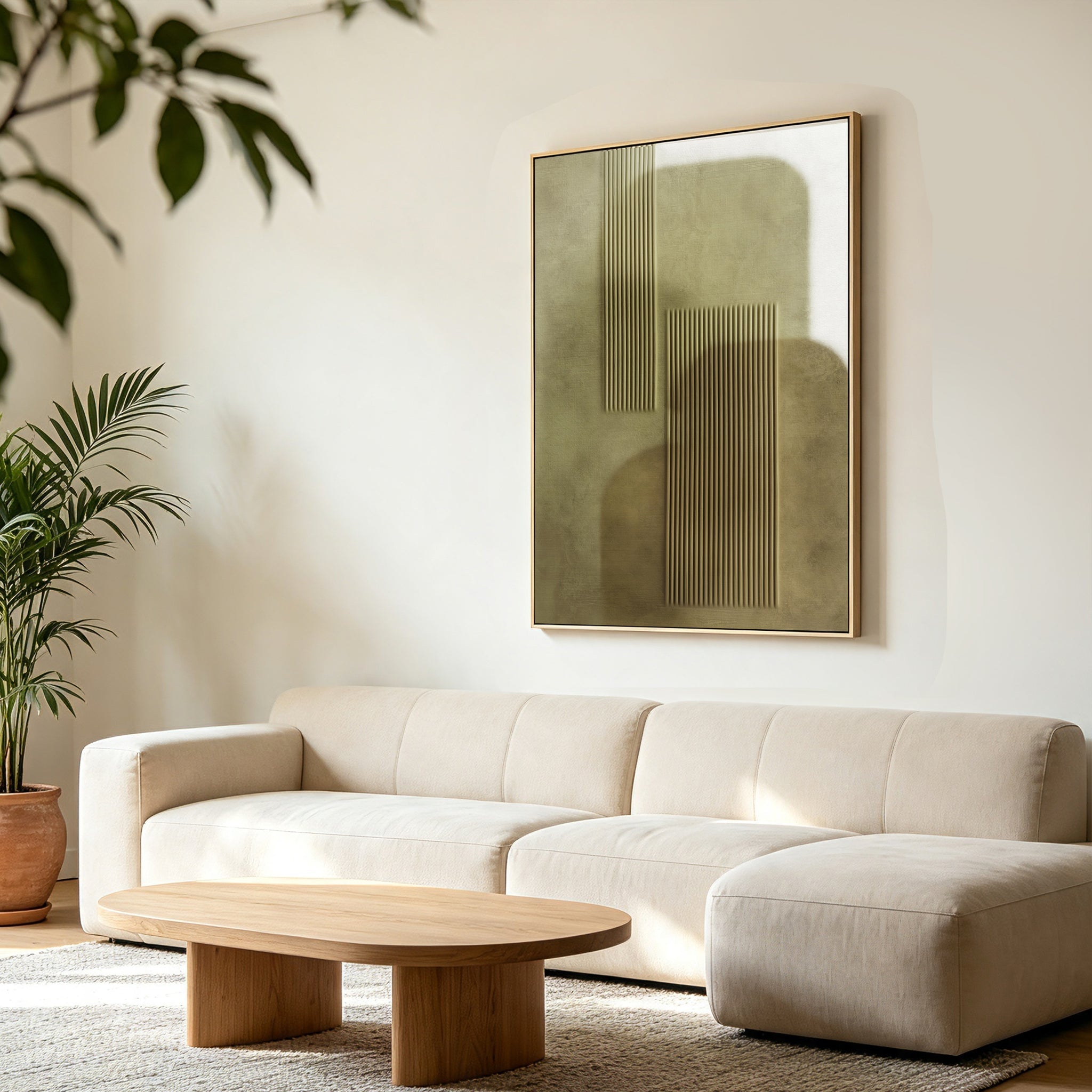 Style B 60 x 90cm Framed Canvas - Natural - Geometry Range