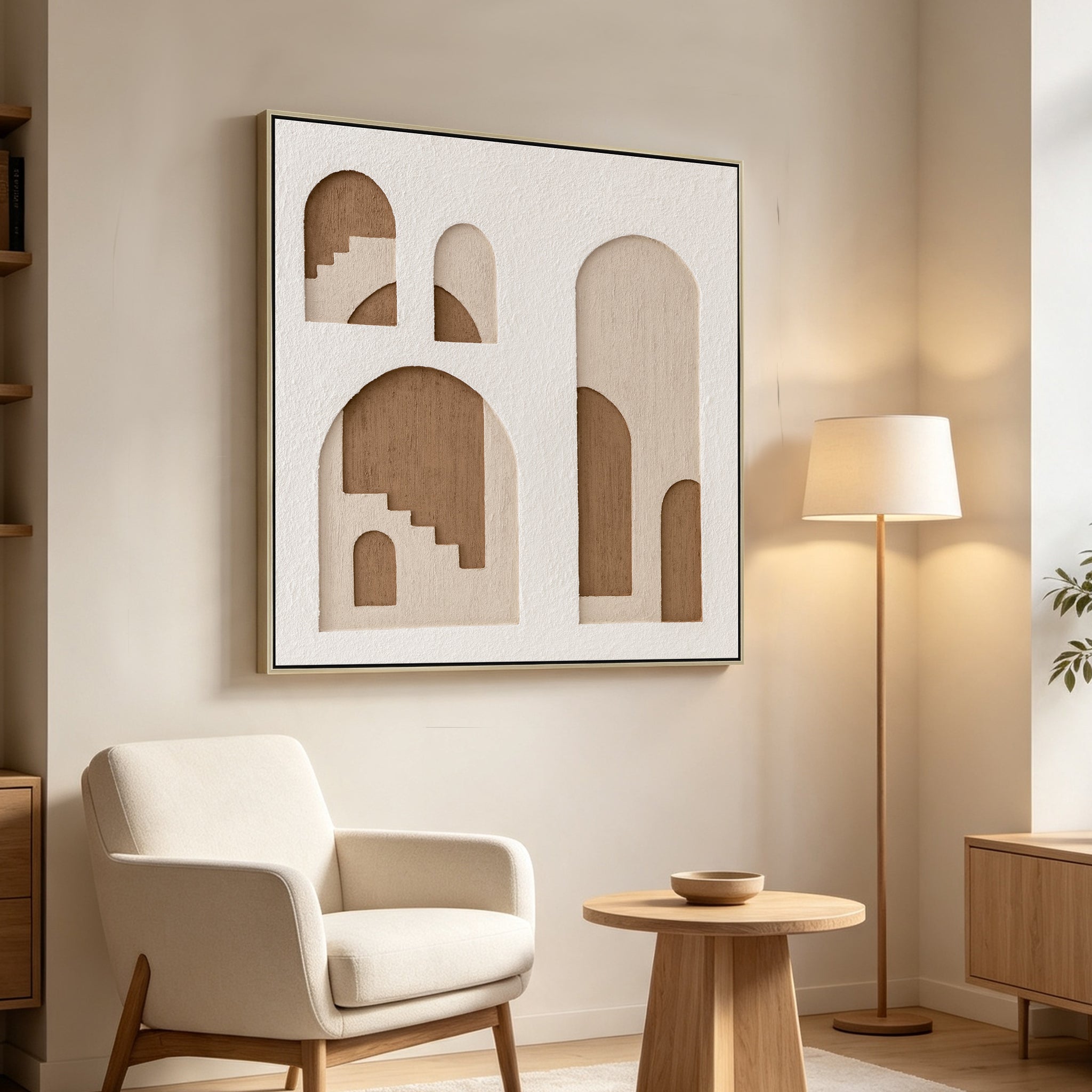 CAR12867-CLO 100 x 100cm Framed Canvas - Natural
