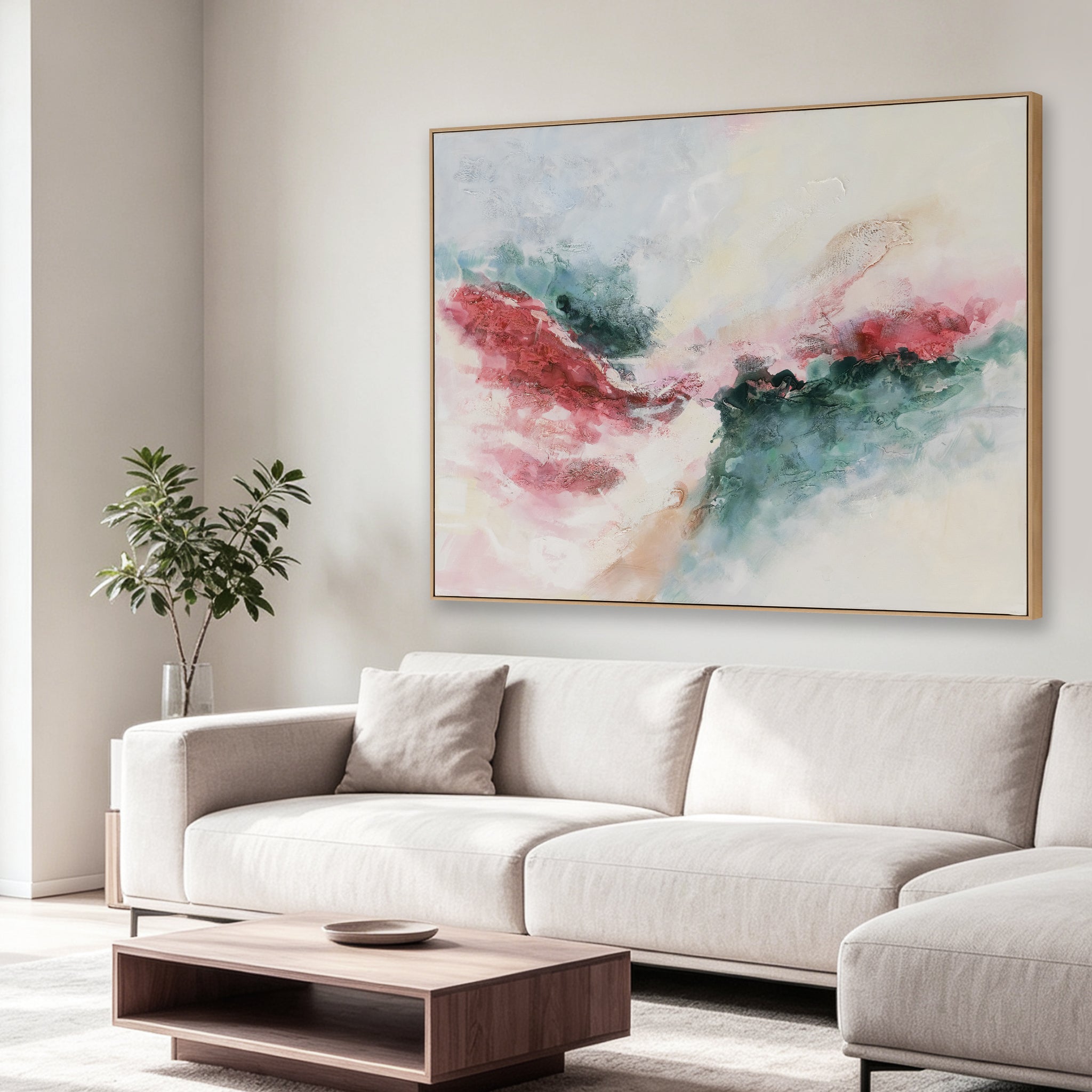 150 x 120cm Framed Canvas - Natural - Aurora Rosa