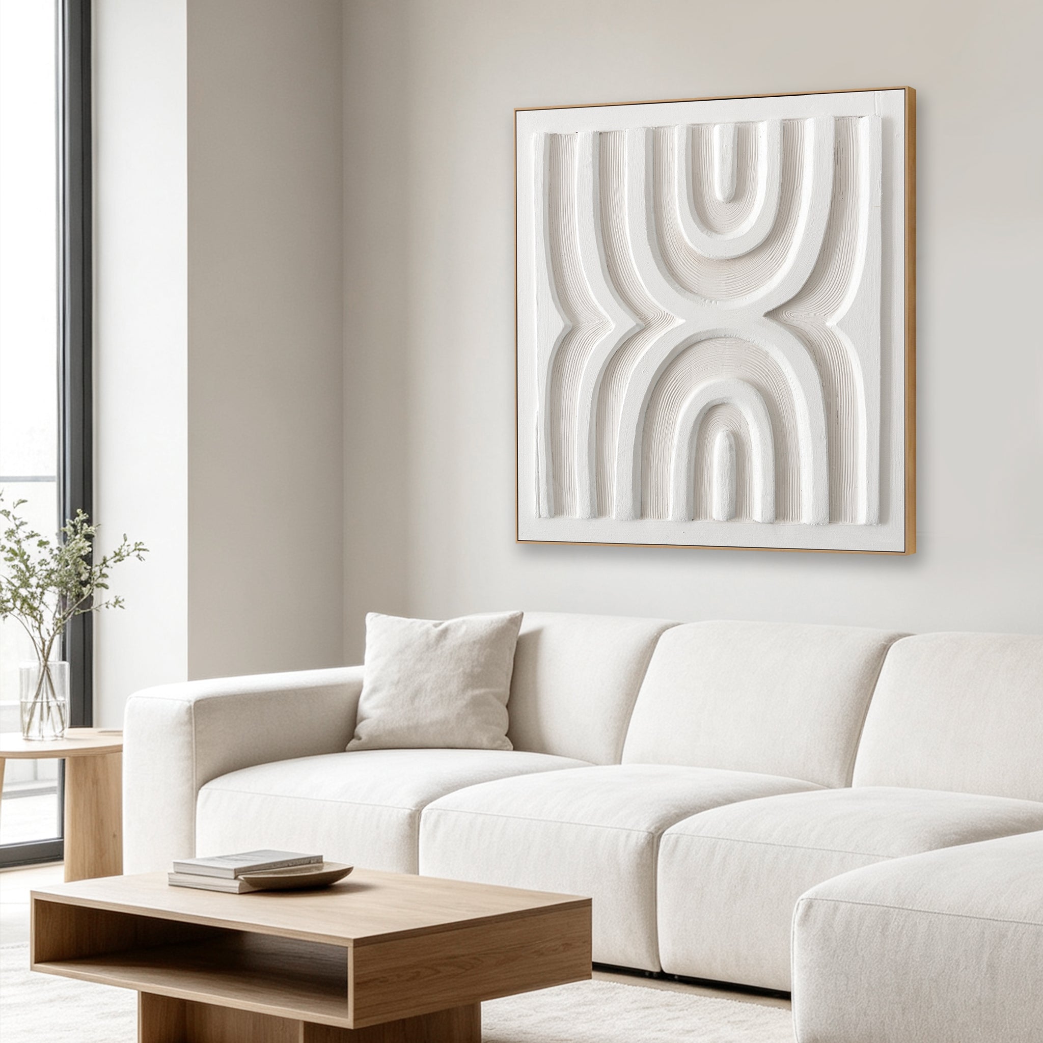 CAR12876-CLO 140 x 140cm Framed Canvas - Natural
