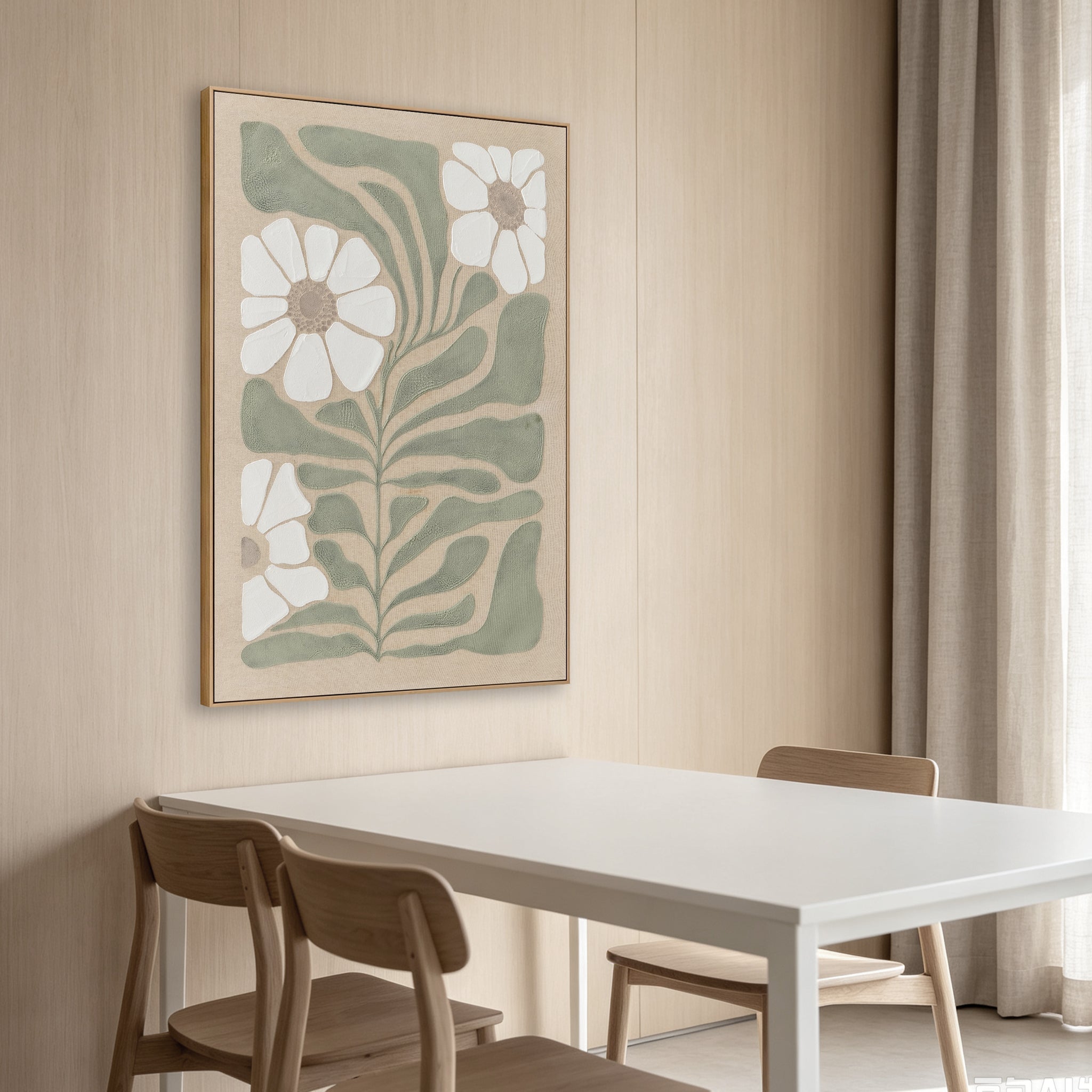 Style B 60 x 90cm Framed Canvas - Natural - Lowen Sanctuary