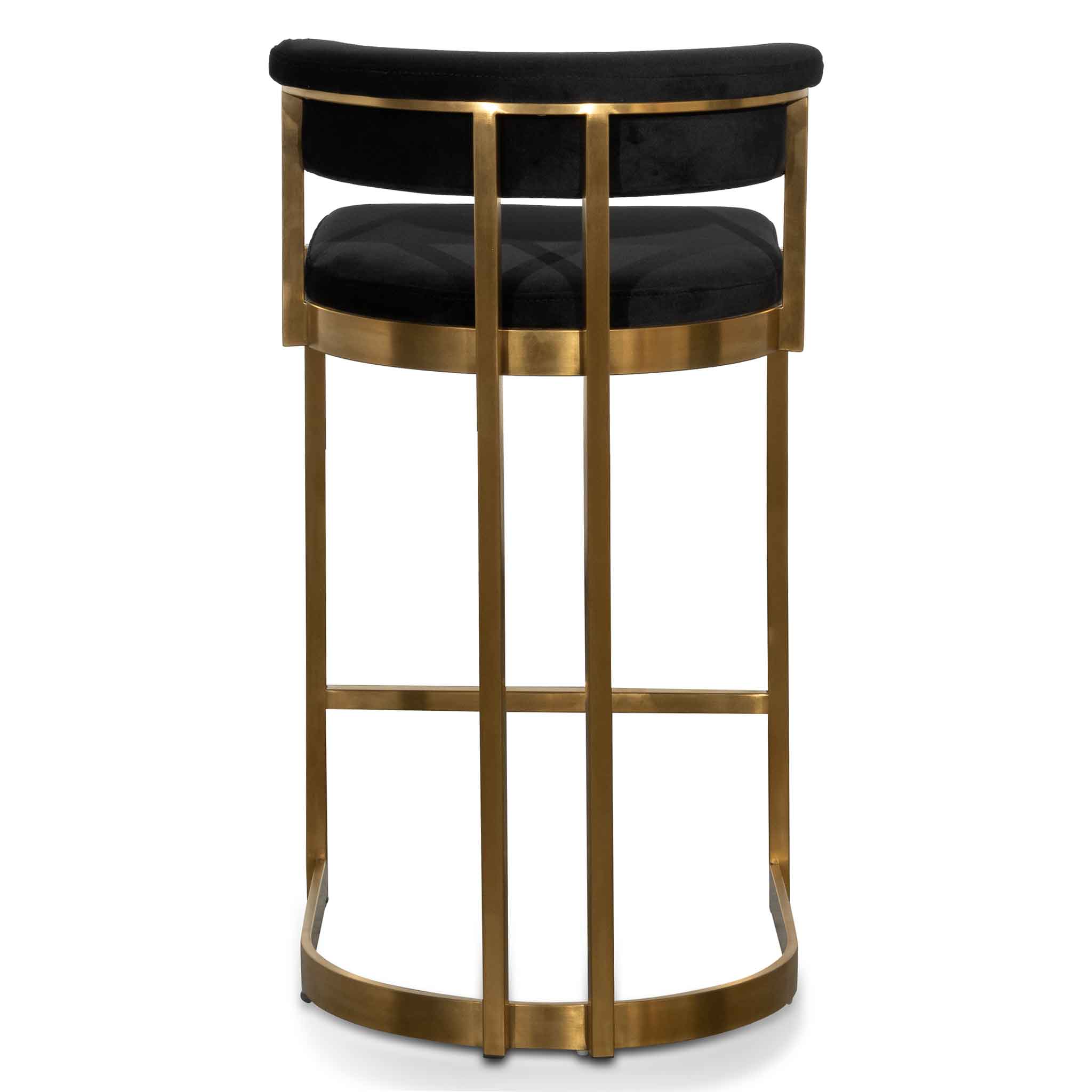Adela Black Velvet Bar Stool - Golden Base