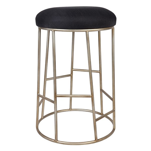 Aiden Gold Steel Kitchen Stool - Black Linen