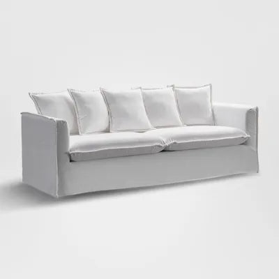 Airlie 3 Seater Fabric Sofa with Removable Cover - Pearl