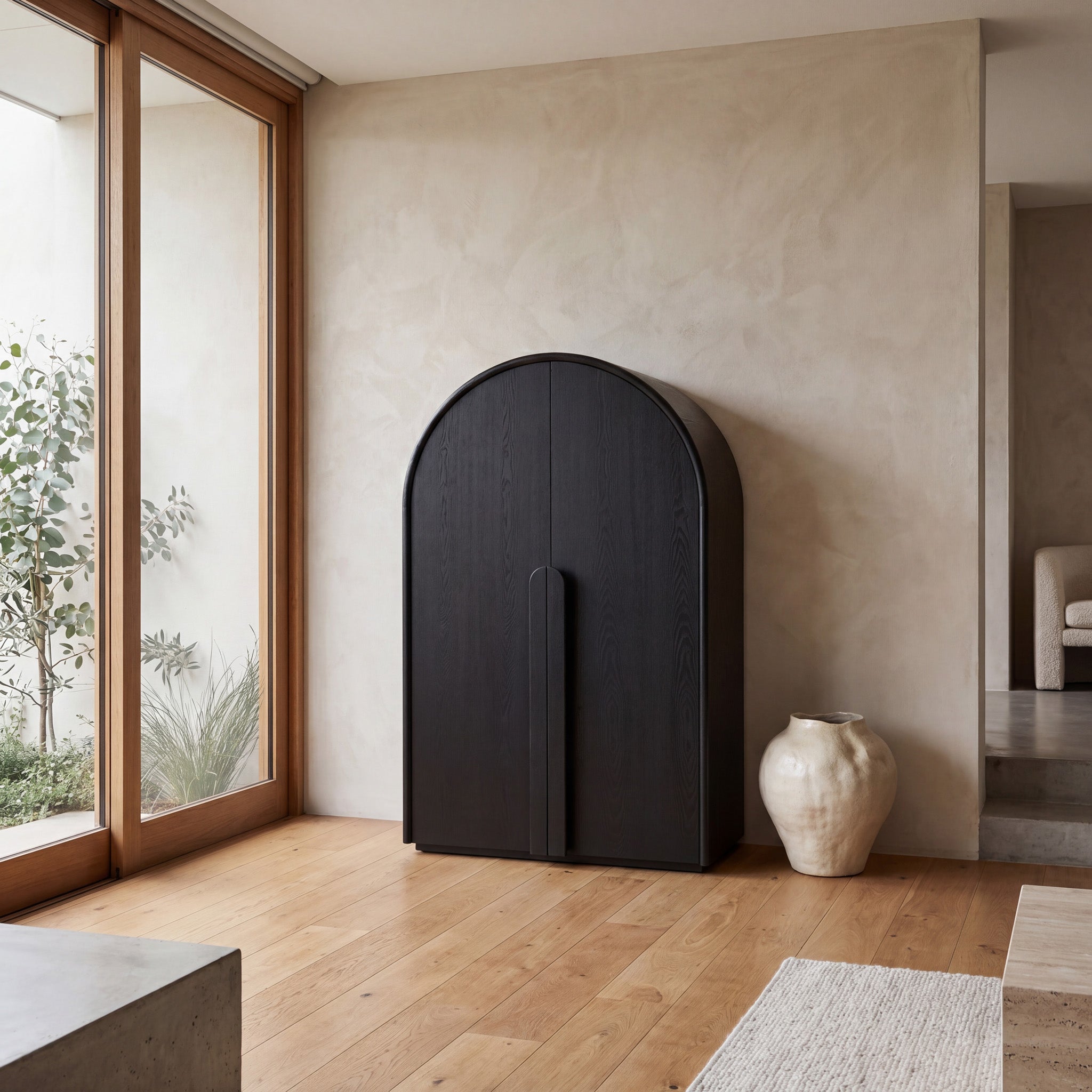 150cm (H) Ash Curve Cabinet - Full Black
