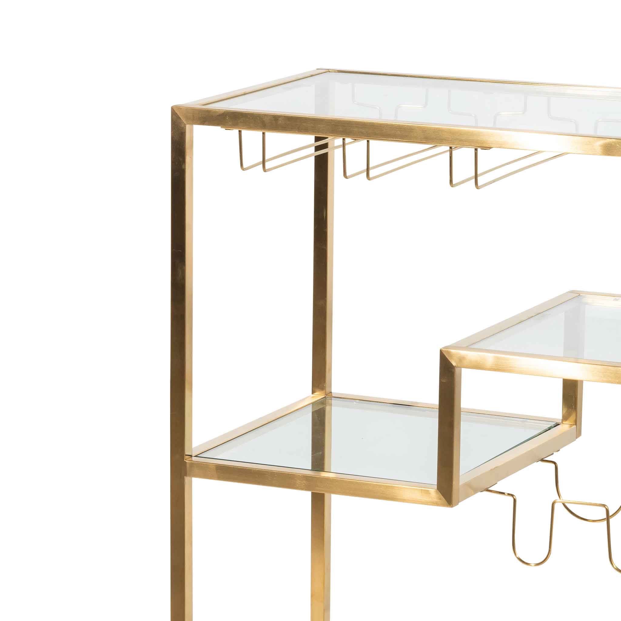 Glass Bar Cart - Brushed Gold Base