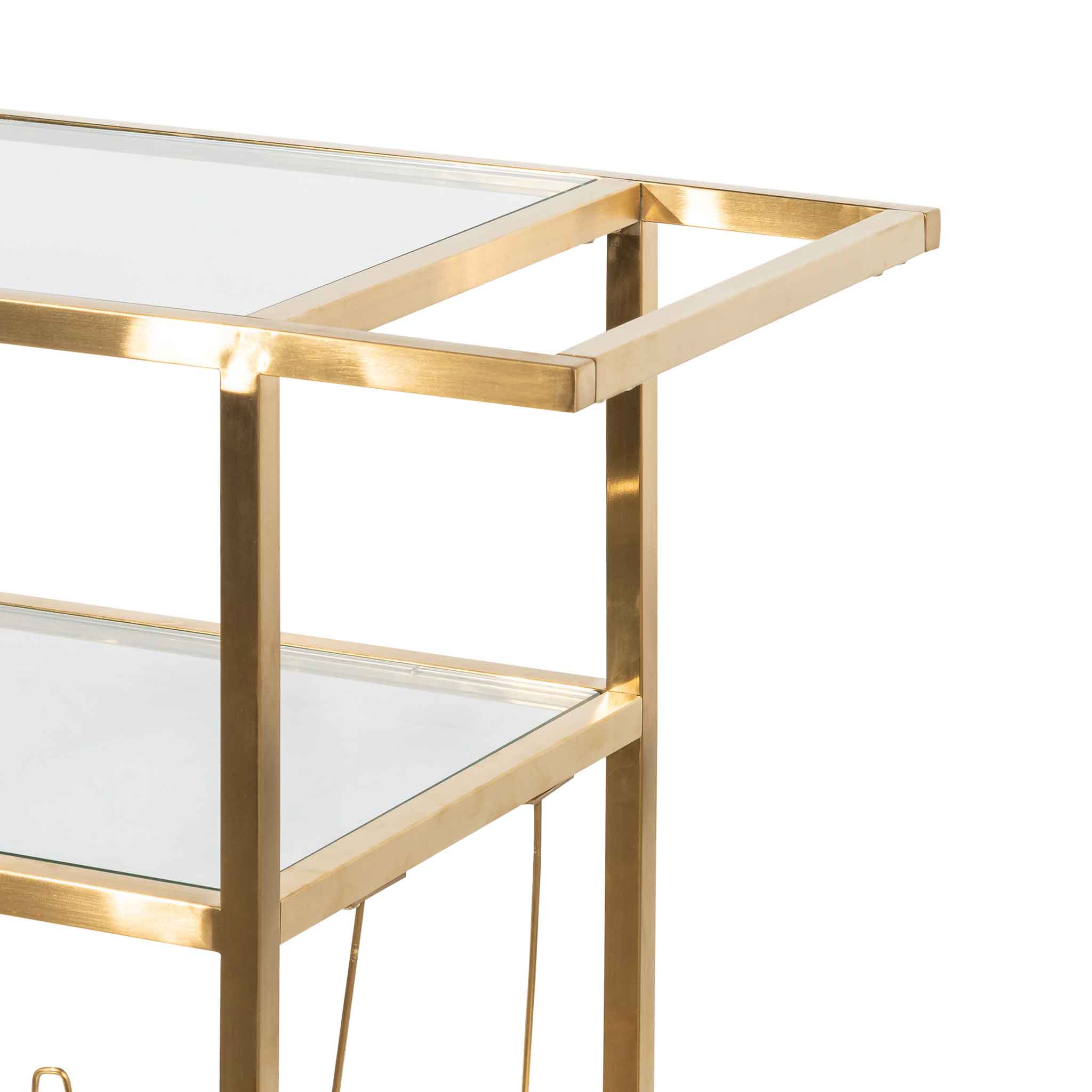 Glass Bar Cart - Brushed Gold Base