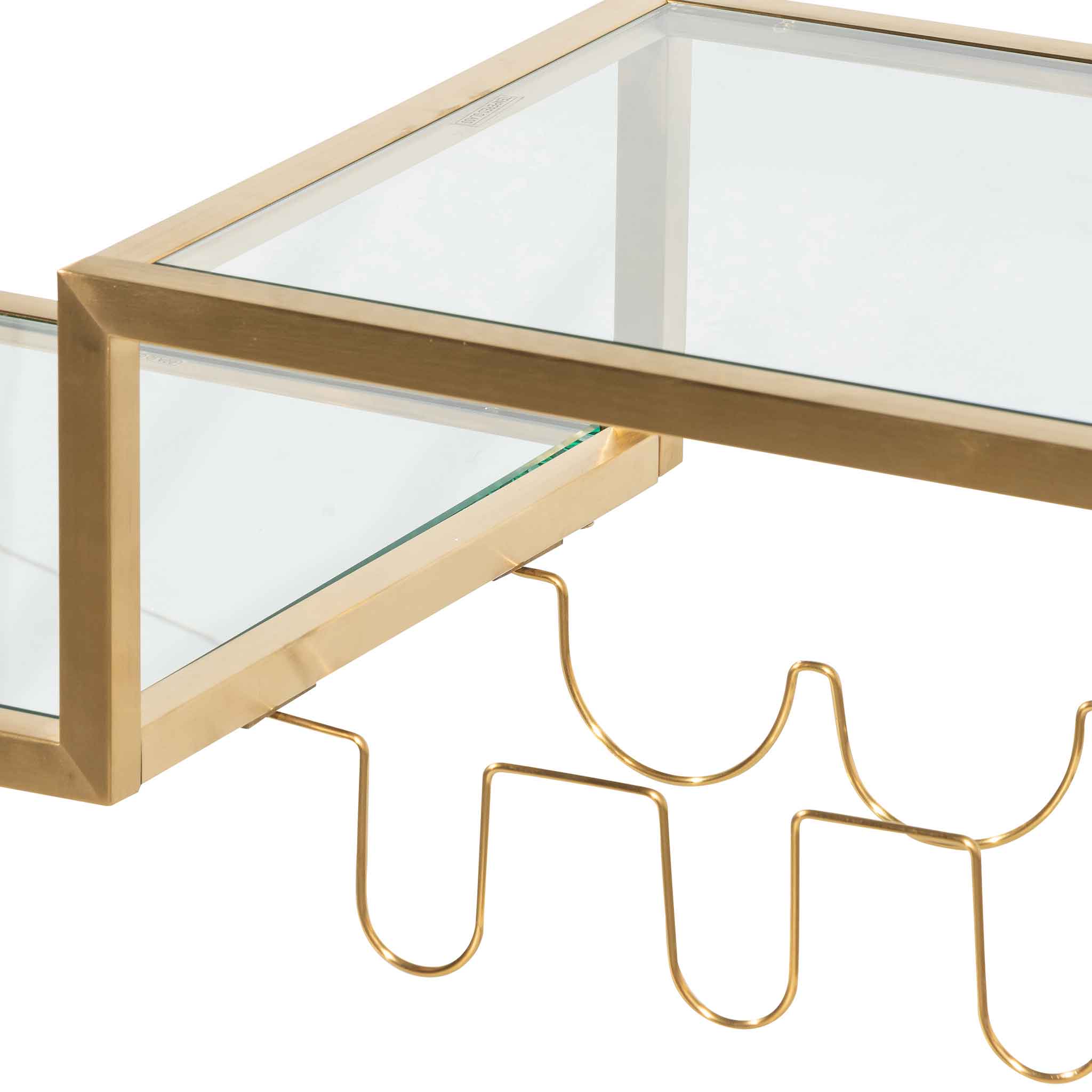 Glass Bar Cart - Brushed Gold Base