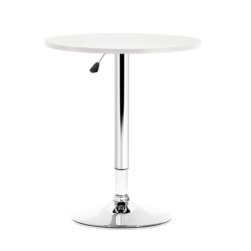 Artiss Adjustable Bar Table Gas Lift Wood Metal White