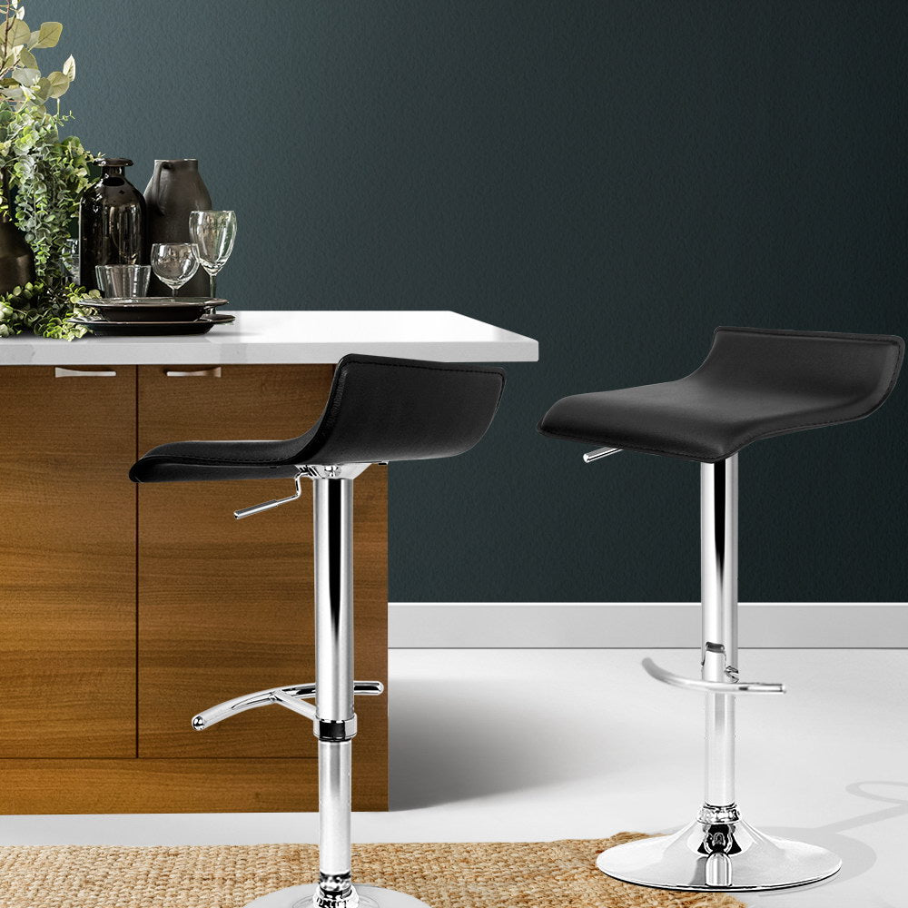 Artiss Set of 2 PU Leather Bar Stools - Black