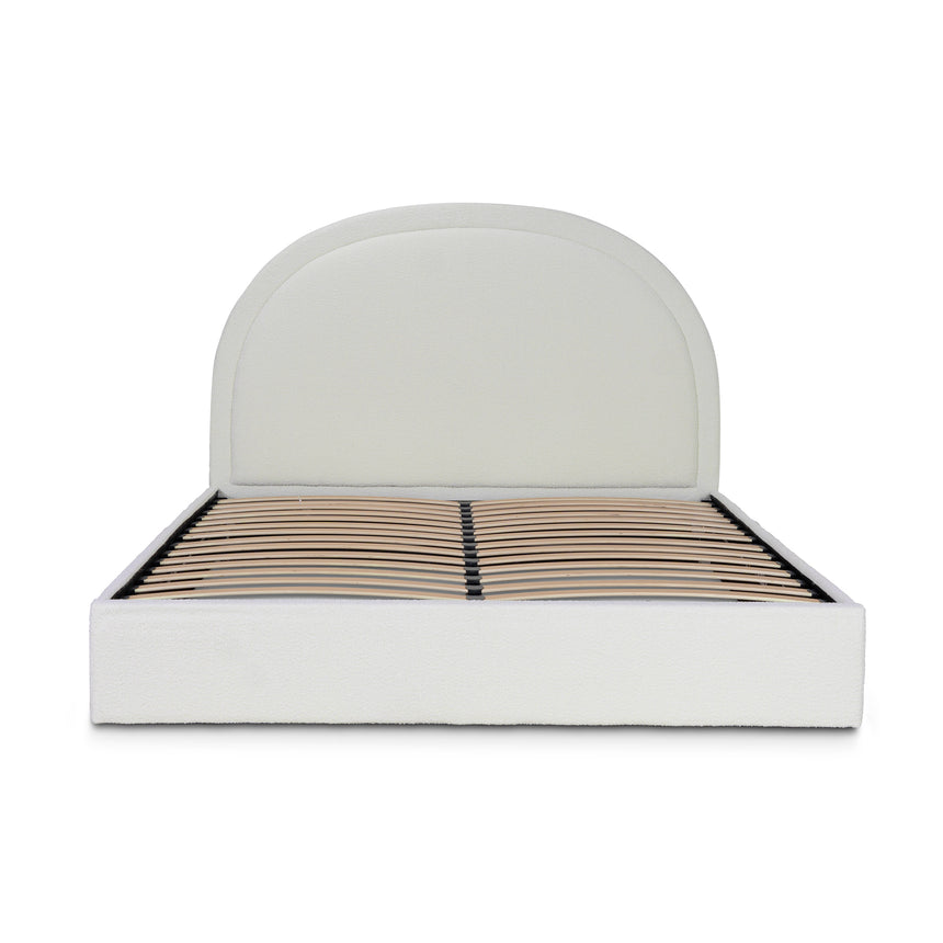 King Sized Bed Frame - Ivory White Boucle with Storage