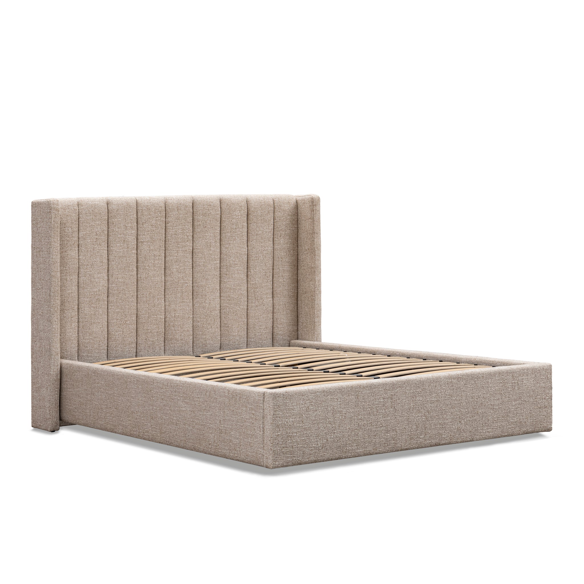 King Wide Base Bed Frame - Pale Beige