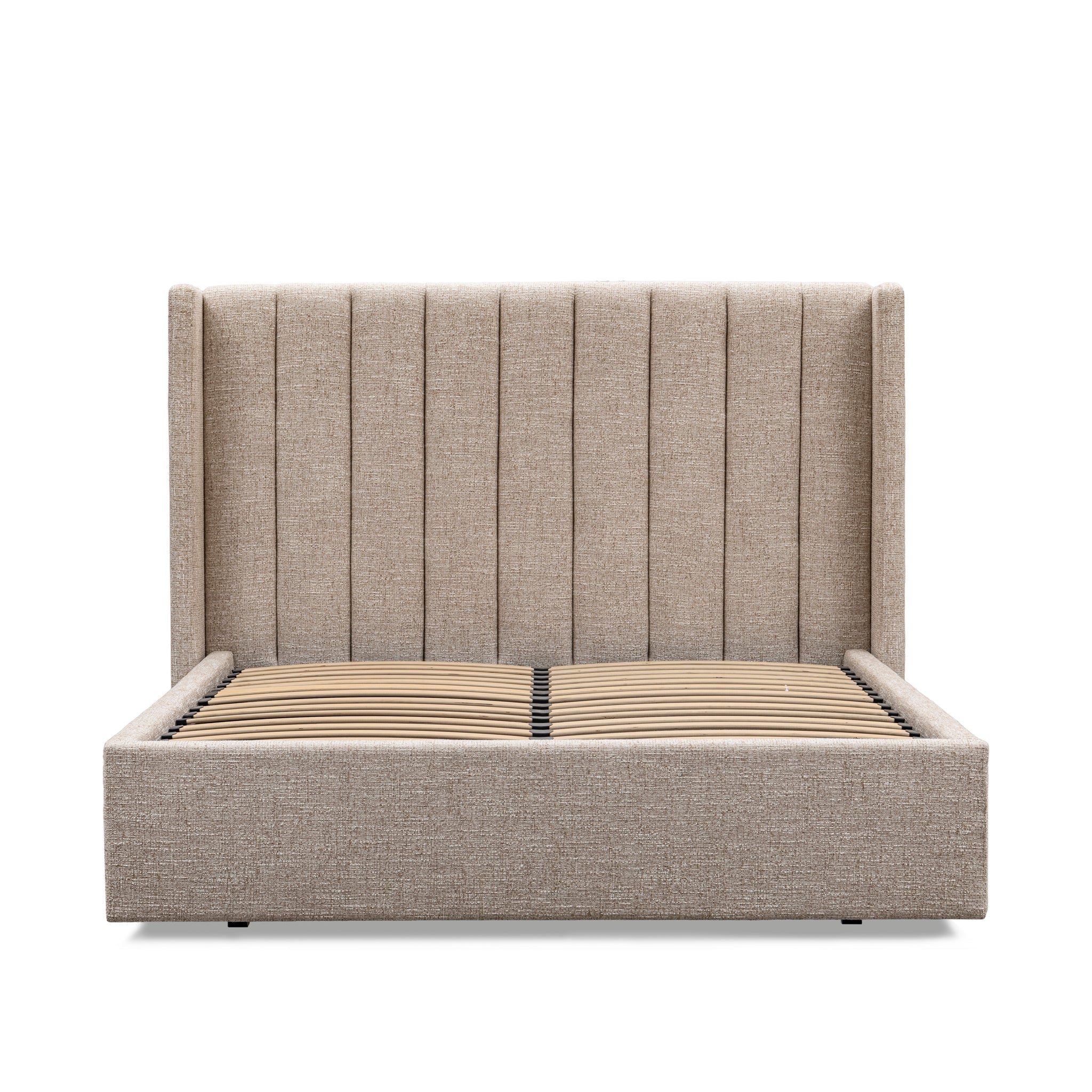 King Wide Base Bed Frame - Pale Beige