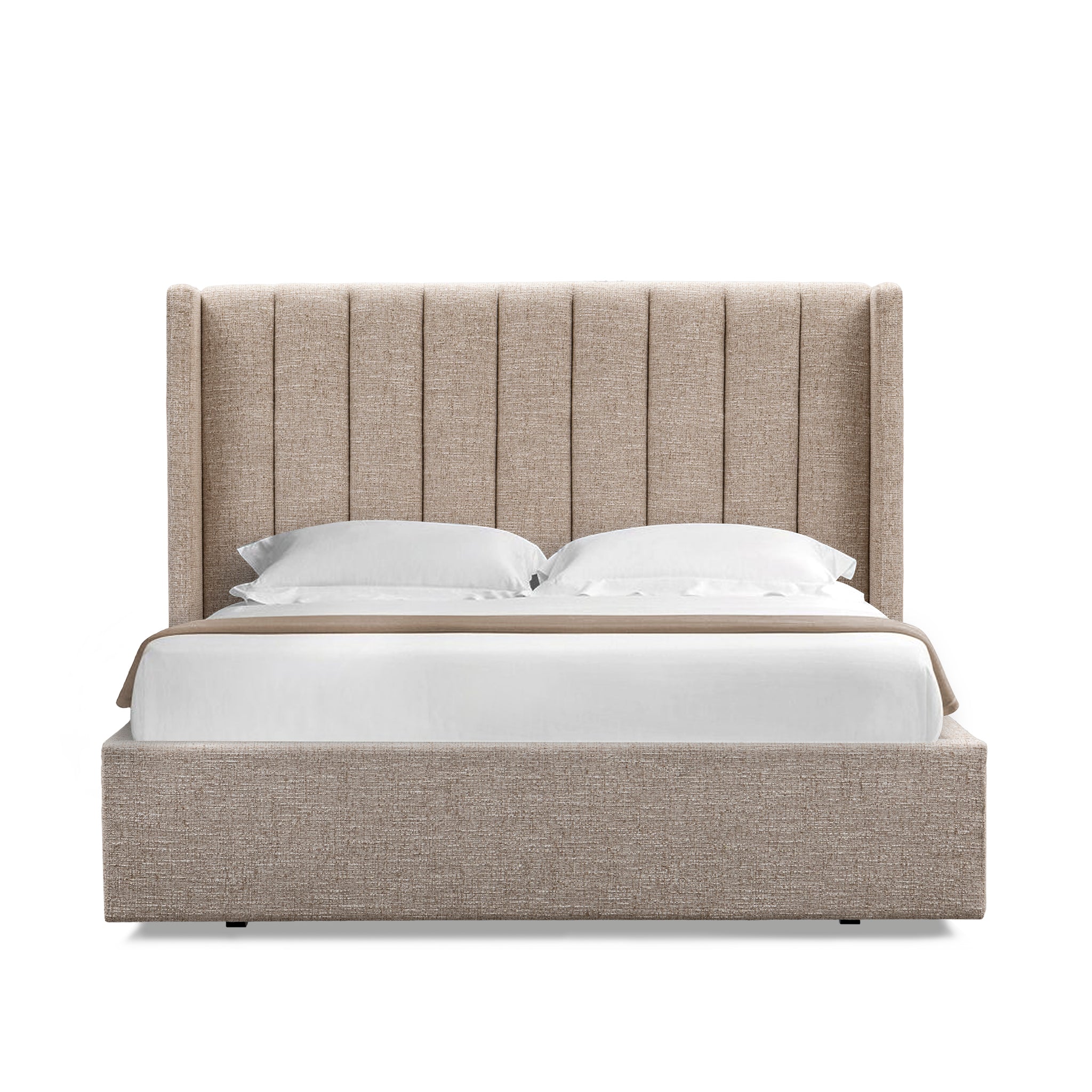King Wide Base Bed Frame - Pale Beige