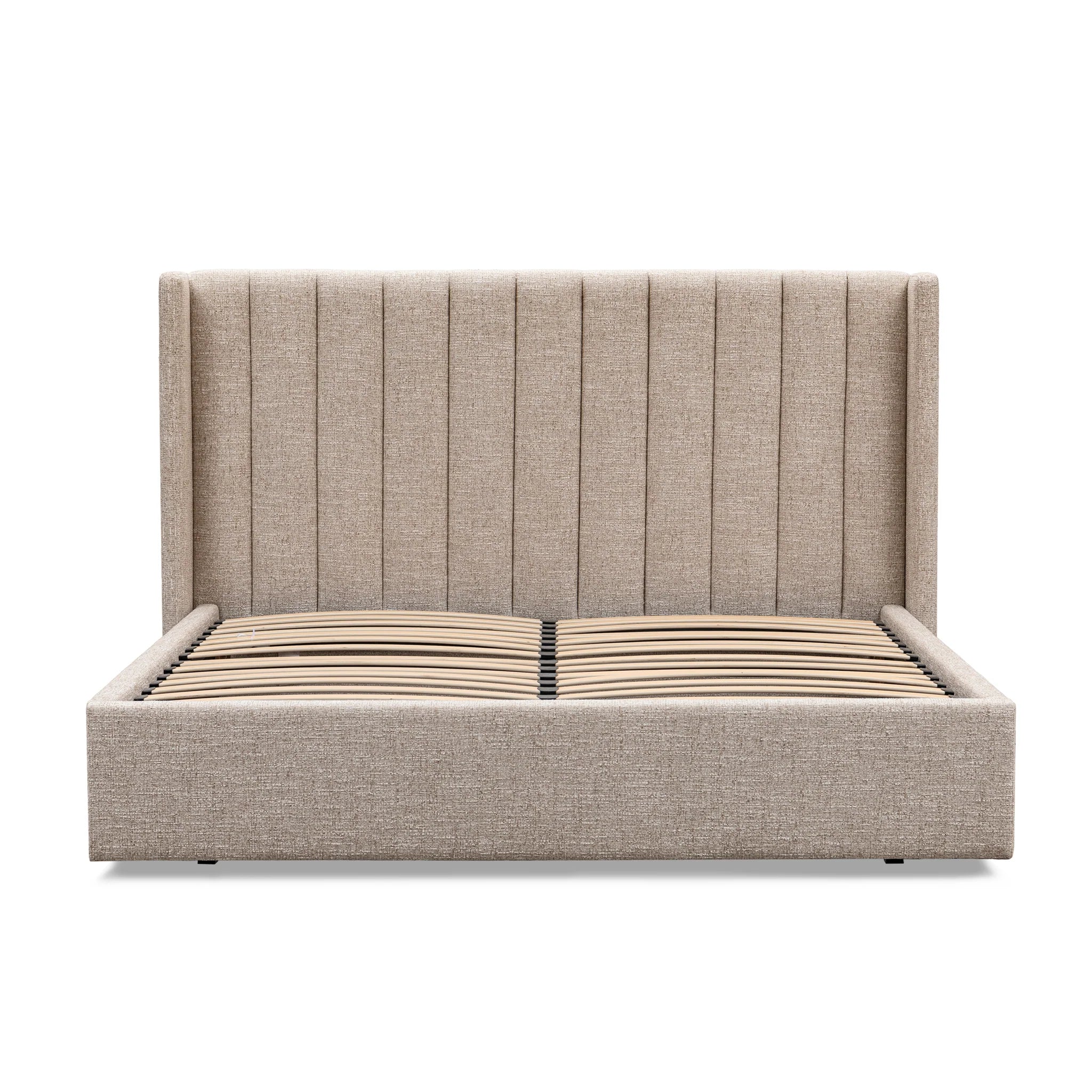 Temana Queen Wide Base Bed Frame - Pale Beige