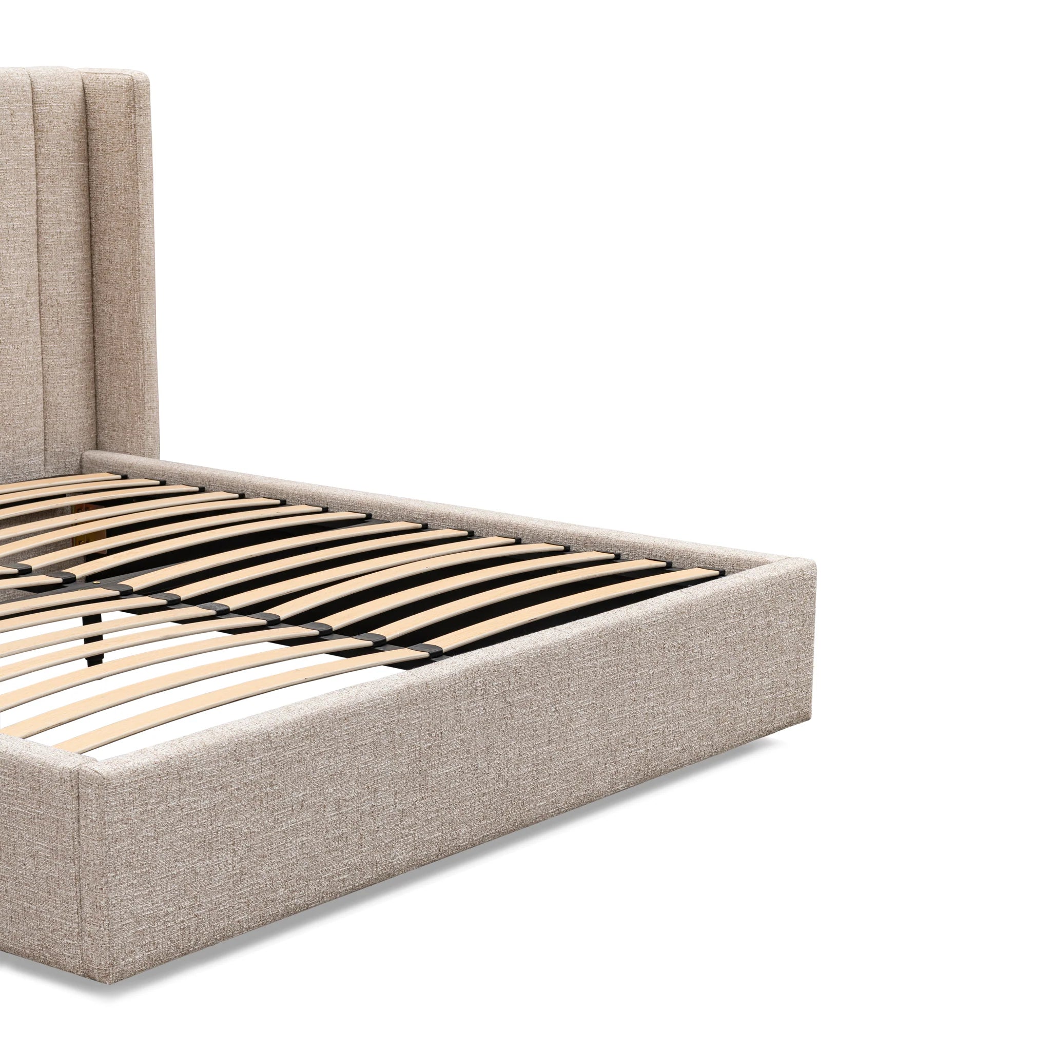 Temana Queen Wide Base Bed Frame - Pale Beige