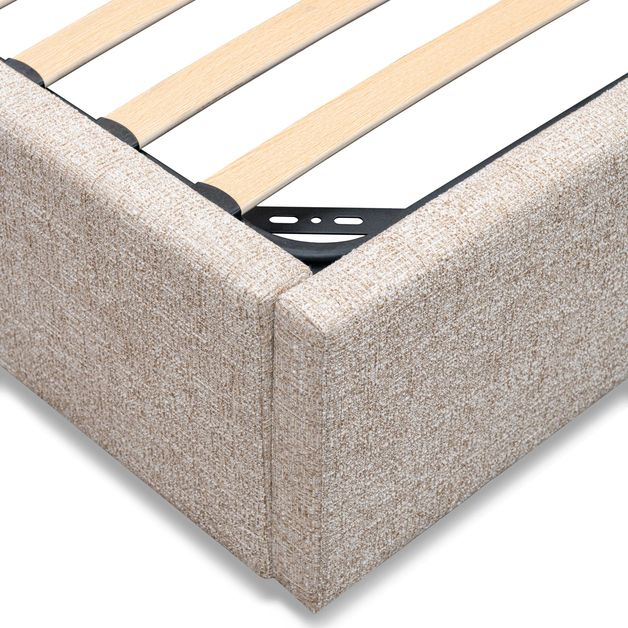 Temana Queen Wide Base Bed Frame - Pale Beige